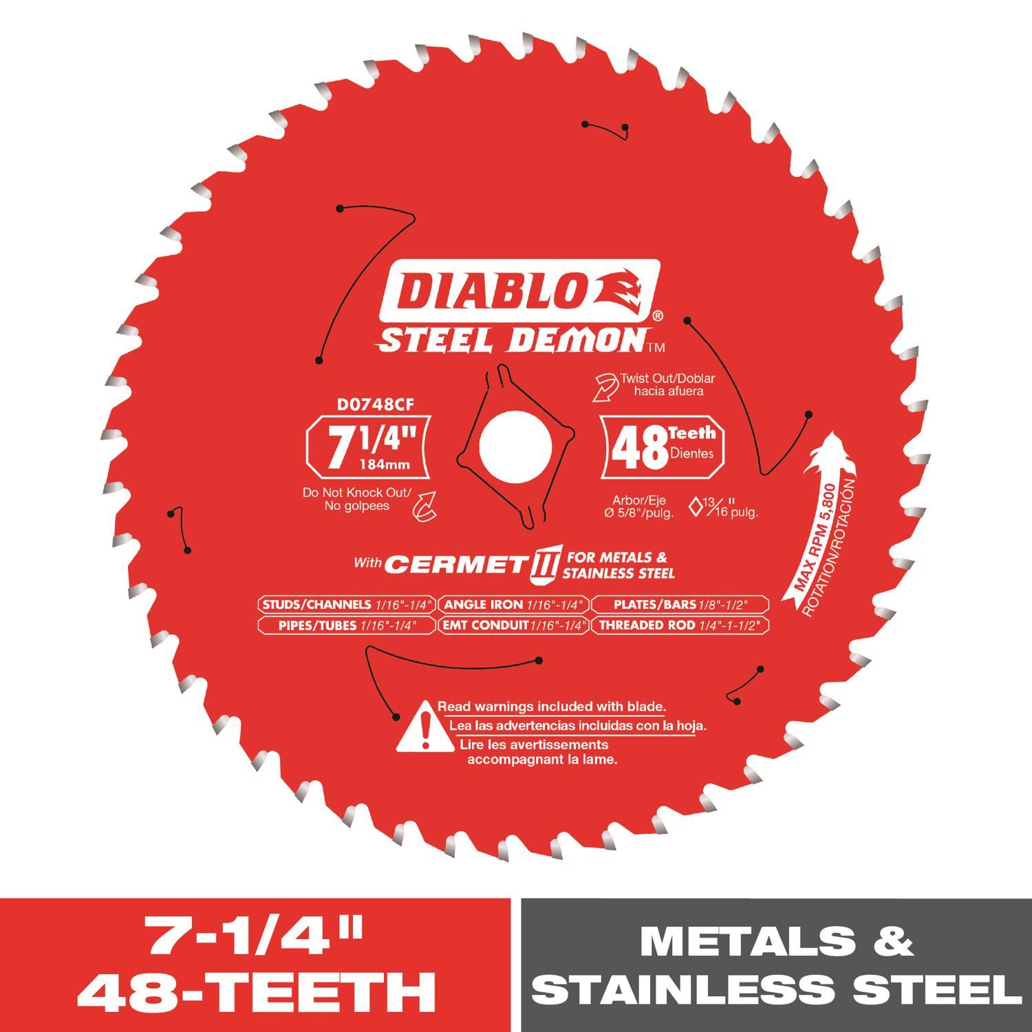 Diablo Steel Demon 7-1/4 in. D X 5/8 in. Cermet Metal Saw Blade 48 teeth 1 pk