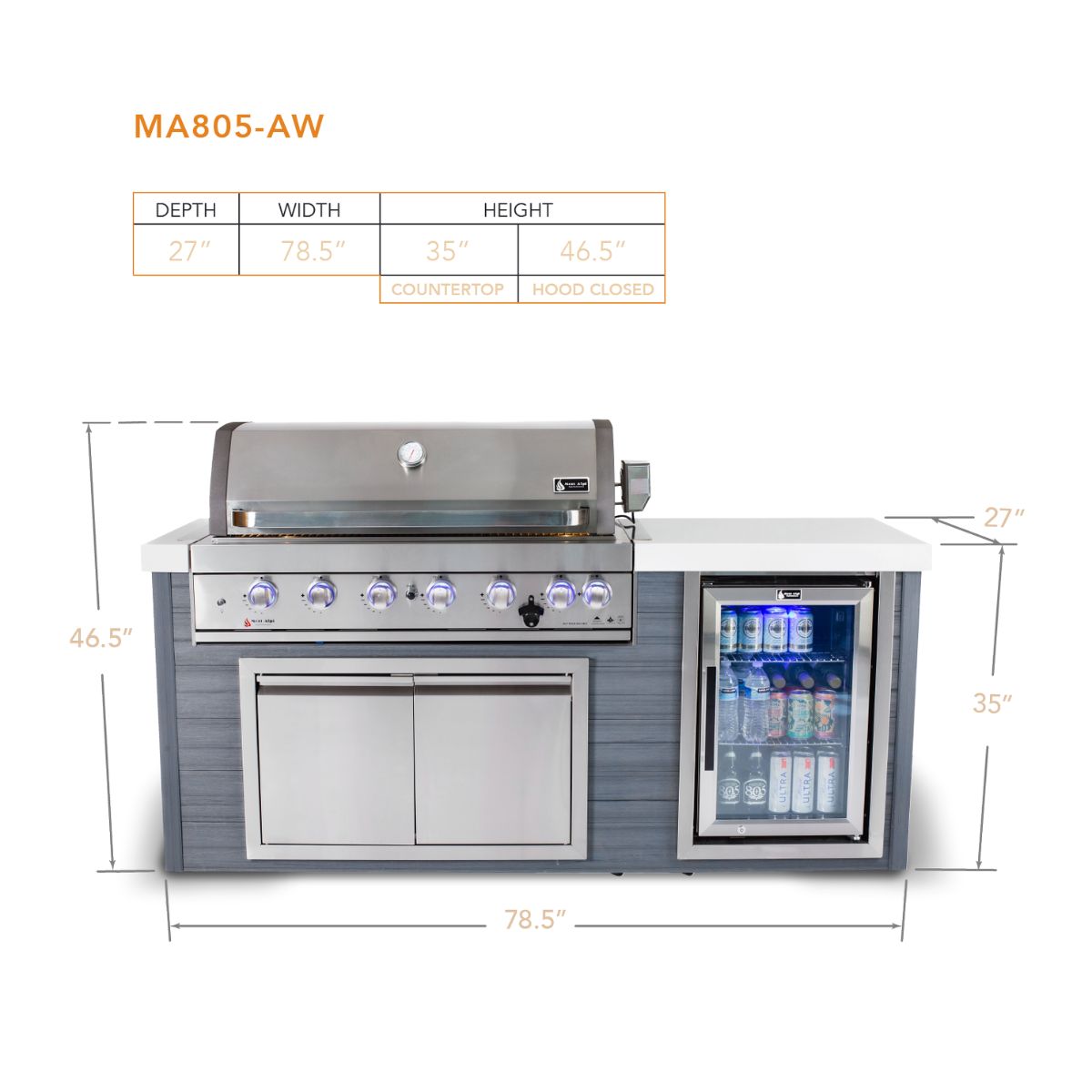 Mont Alpi 6-Burner Artwood Island in Stainless Steel  MA805-AW