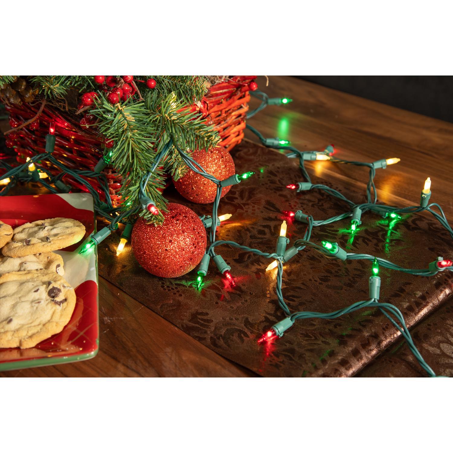 Celebrations Classic LED T5 Red/Green/Pure White 100 ct String Christmas Lights 24.75 ft.