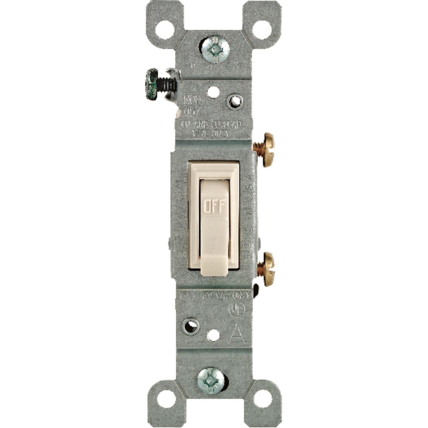 Leviton 15 amps Single Pole Toggle AC Quiet Switch Light Almond 1 pk