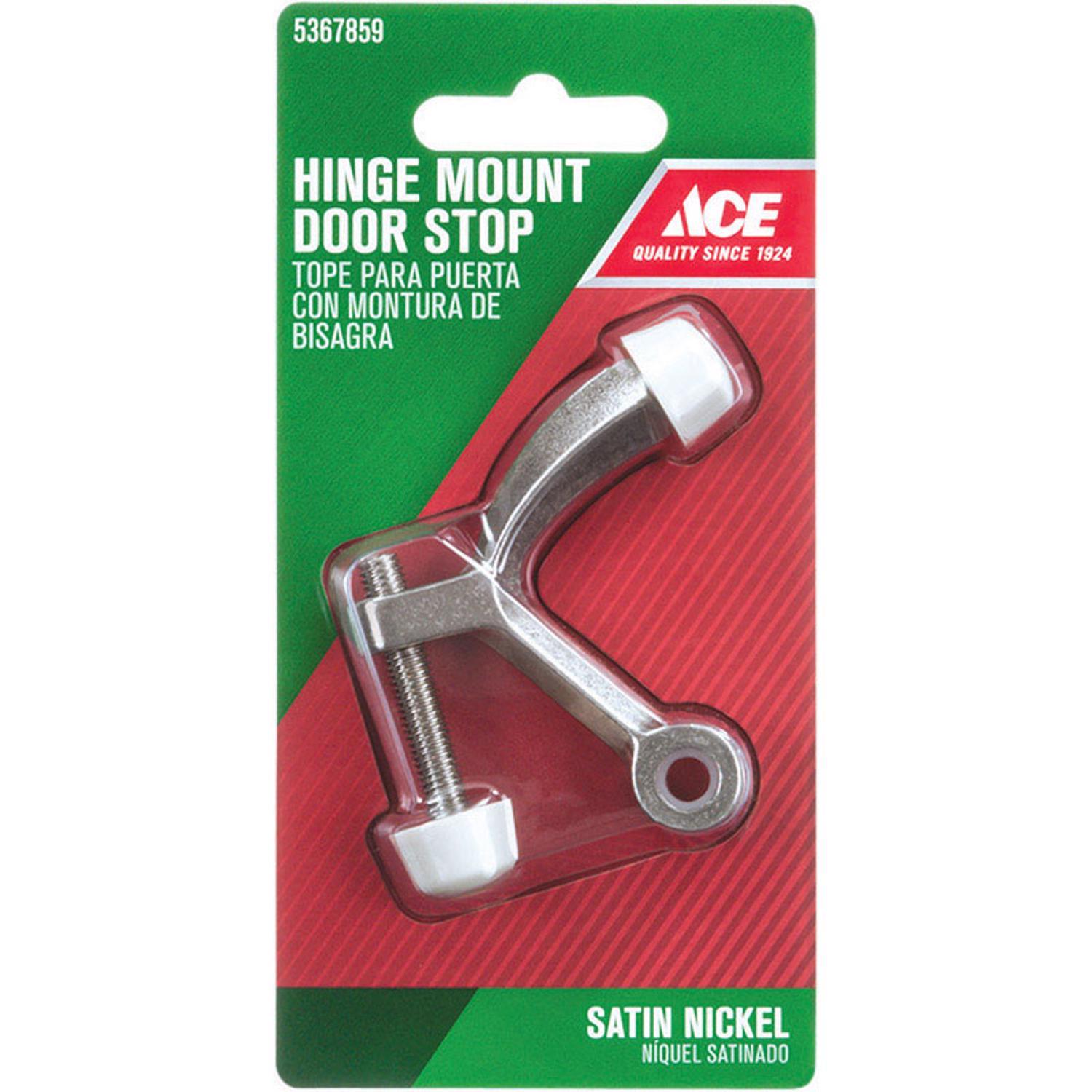 Ace 2-5/8 in. W Metal Satin Nickel Silver Hinge Pin Door Stop Mounts to door and wall 0 in.