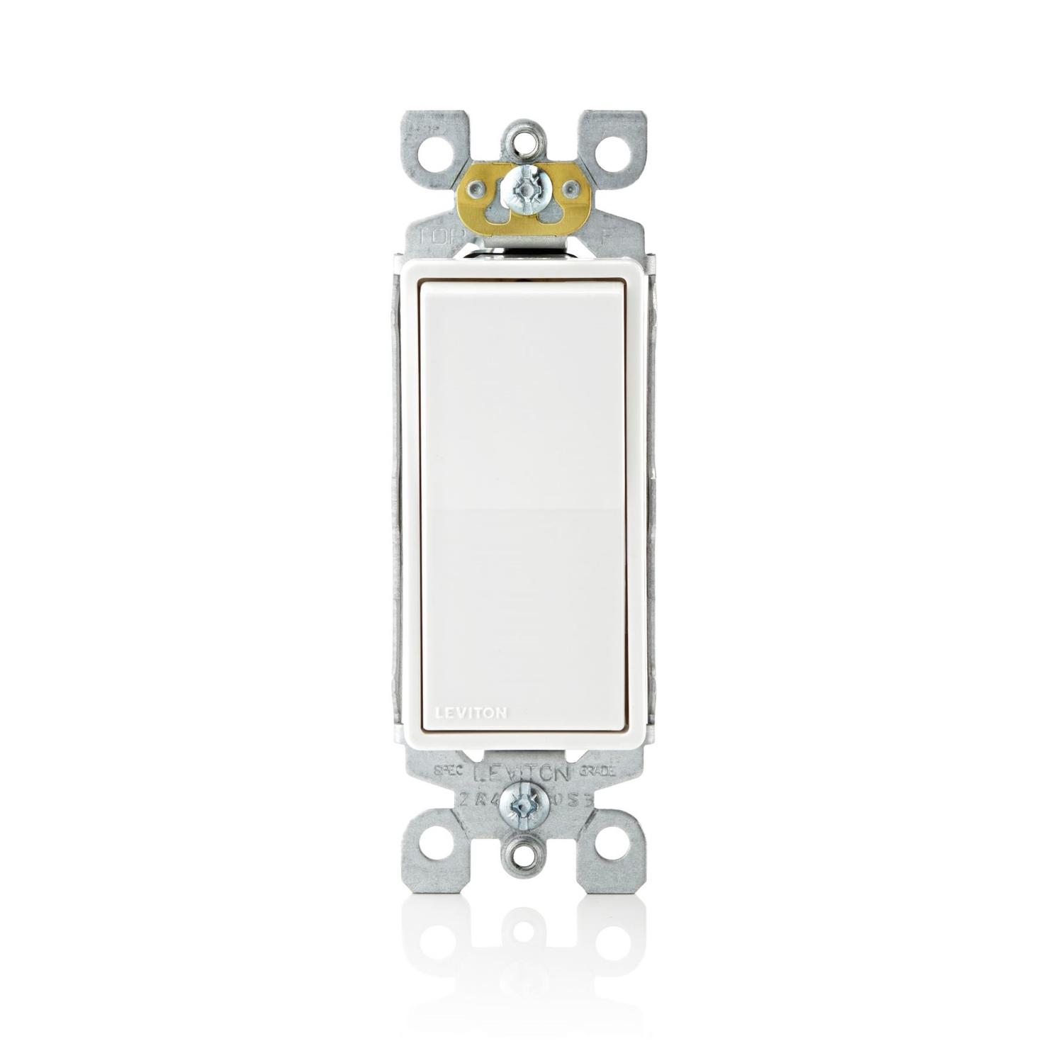 Leviton 15 amps Single Pole Antimicrobial Treated Rocker AC Quiet Switch White 5 pk