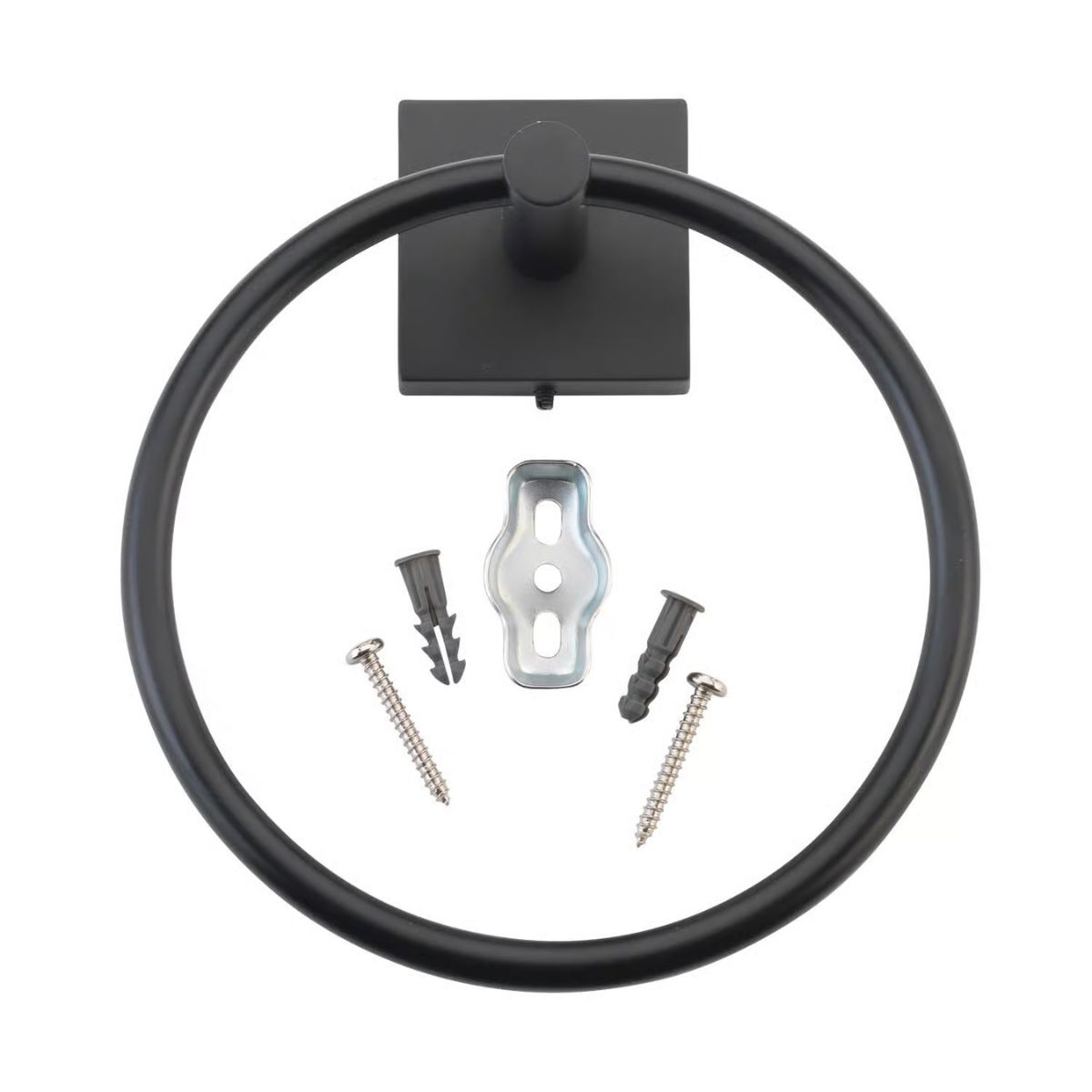 OakBrook Collection Matte Black Towel Ring Die Cast Zinc