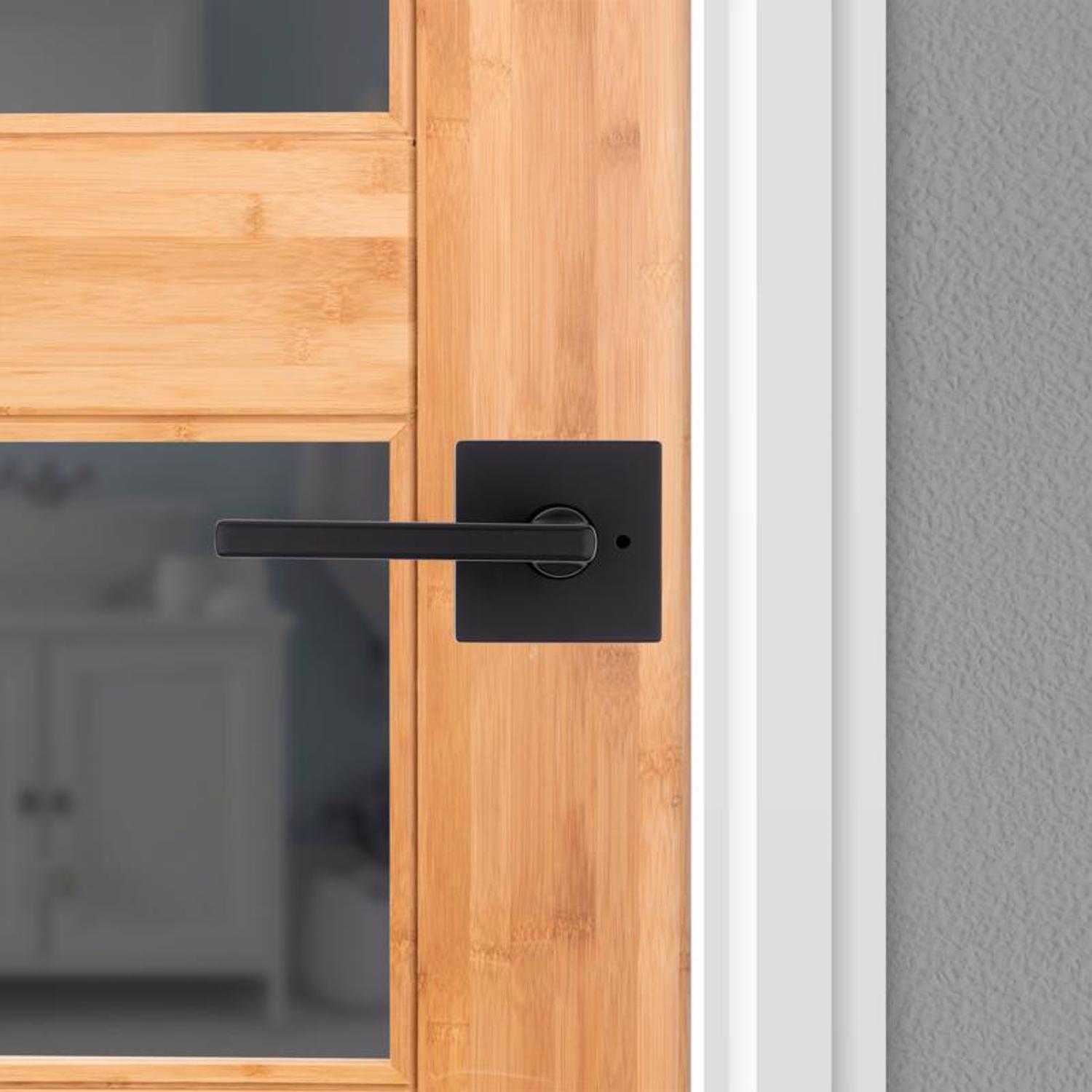 Kwikset Halifax Matte Black Bed and Bath Lever Right or Left Handed