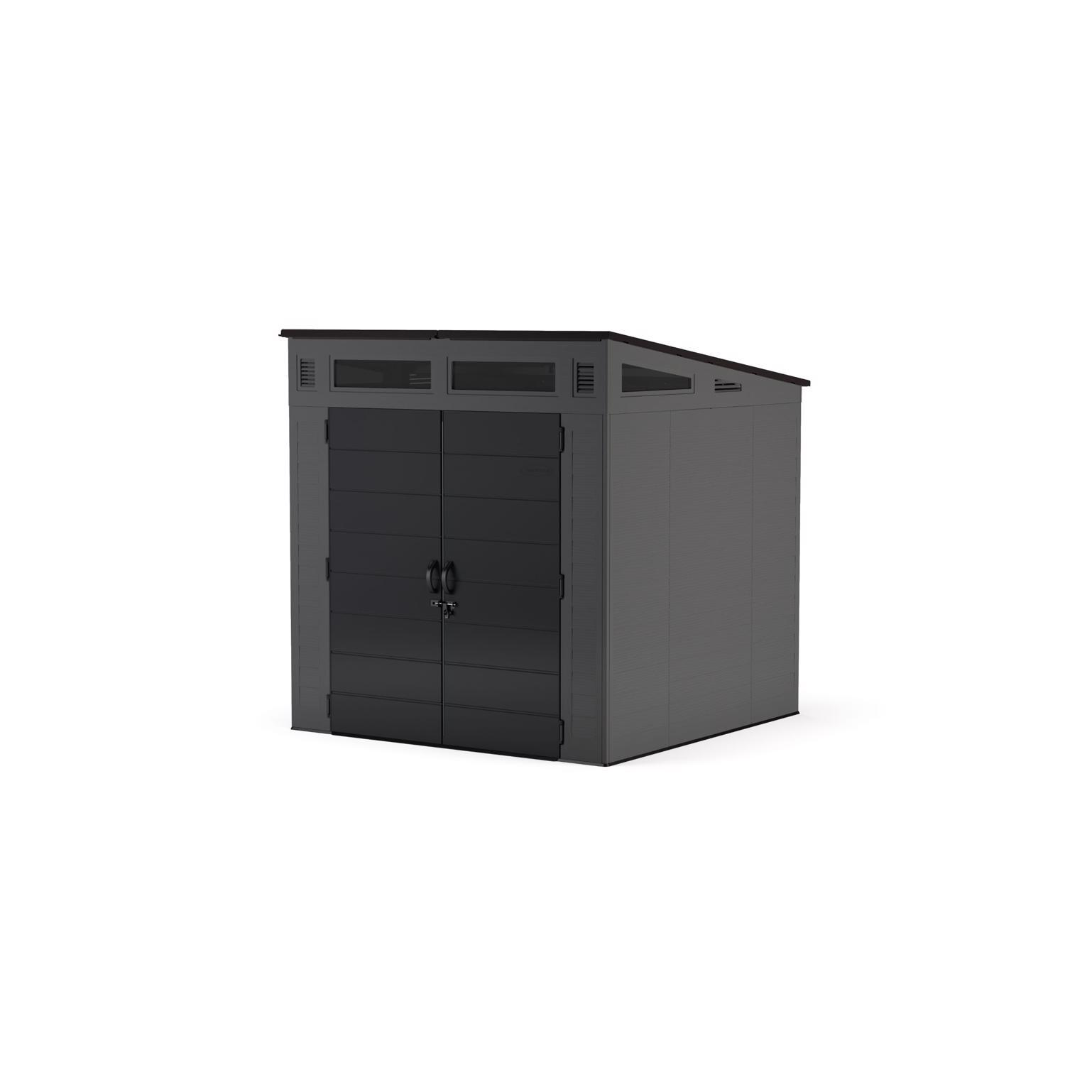 Suncast Modernist 7 ft. x 7 ft. Resin Vertical Pent Storage Shed with Floor Kit