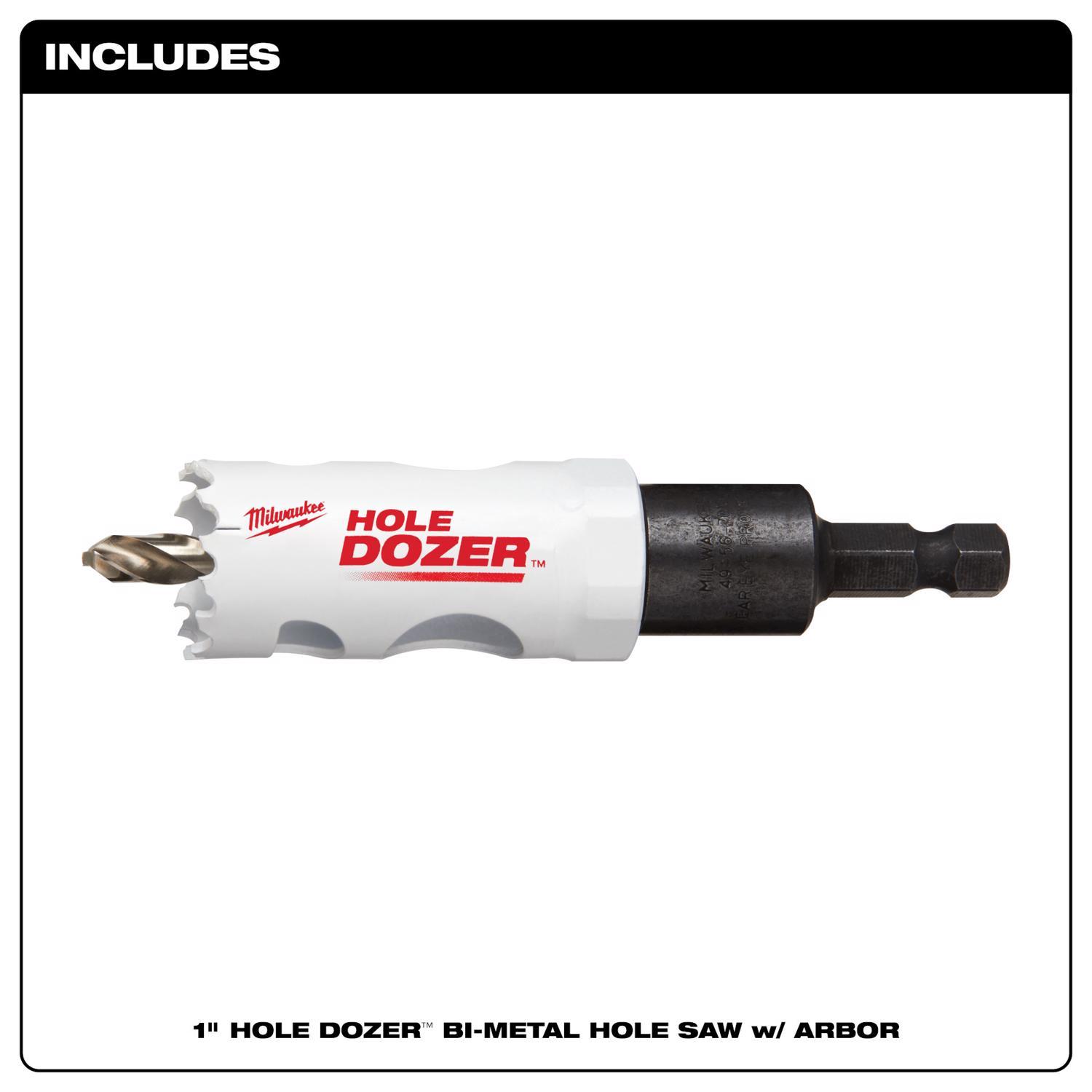 Milwaukee Hole Dozer 1 in. Bi-Metal 2.7 in. L X 3/8 in. D Hole Saw with Arbor and Pilot Bit Arbor In