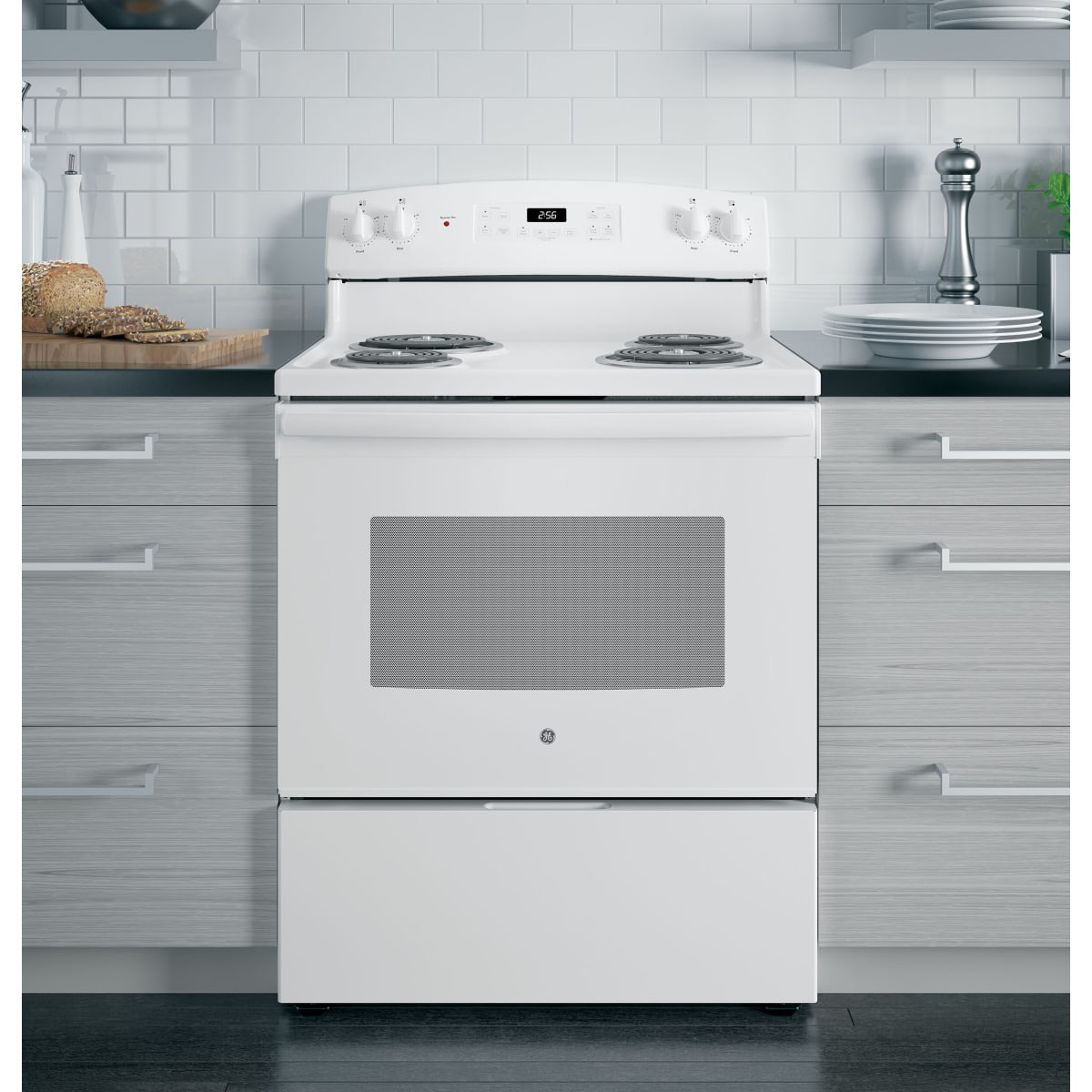 GE ENERGY STAR 30 In. 5.0 cu. ft. Coil Electric Freestanding Range, Self-Clean, White