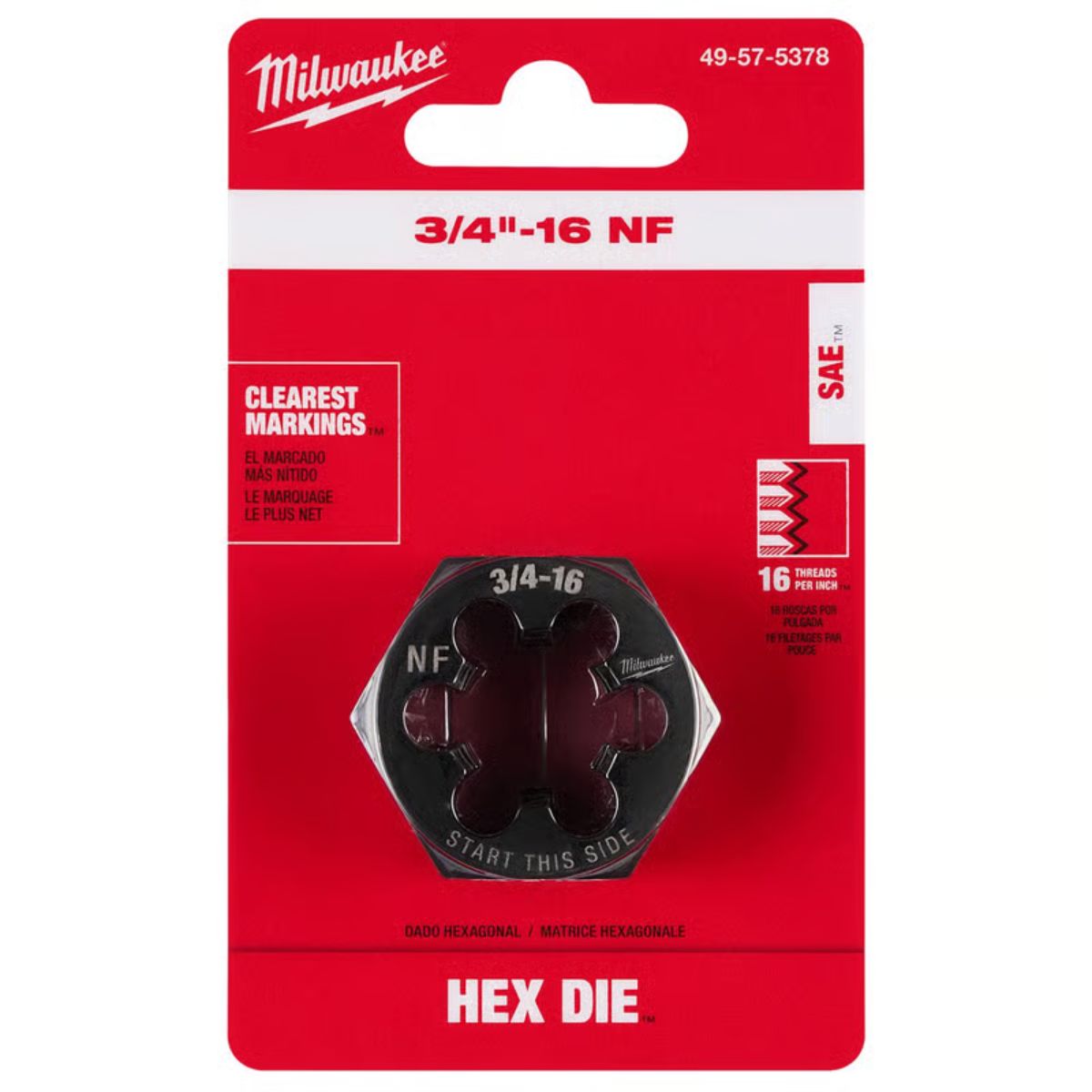 Milwaukee SAE 3/4-16 NF 1-7/16 in. Hex Threading Die