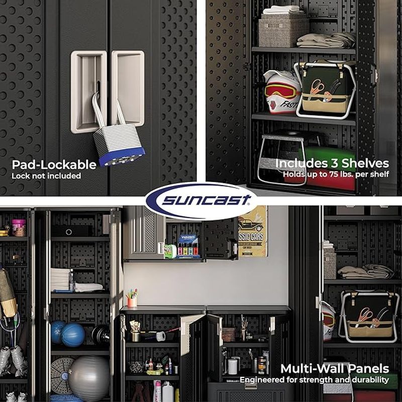 Suncast Mega Tall Storage Cabinet Black