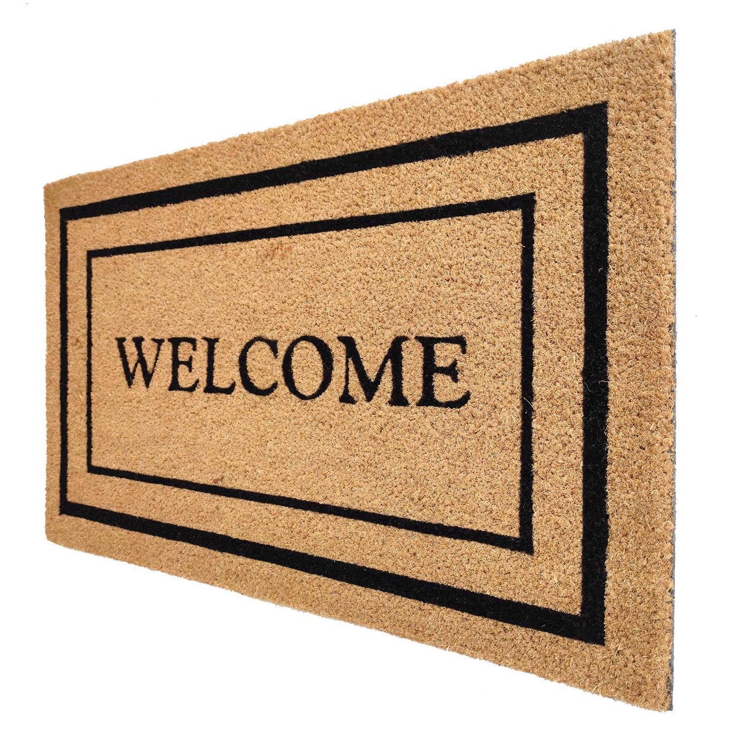 First Concept 18 in. W X 30 in. L Black/Brown Welcome Coir Door Mat