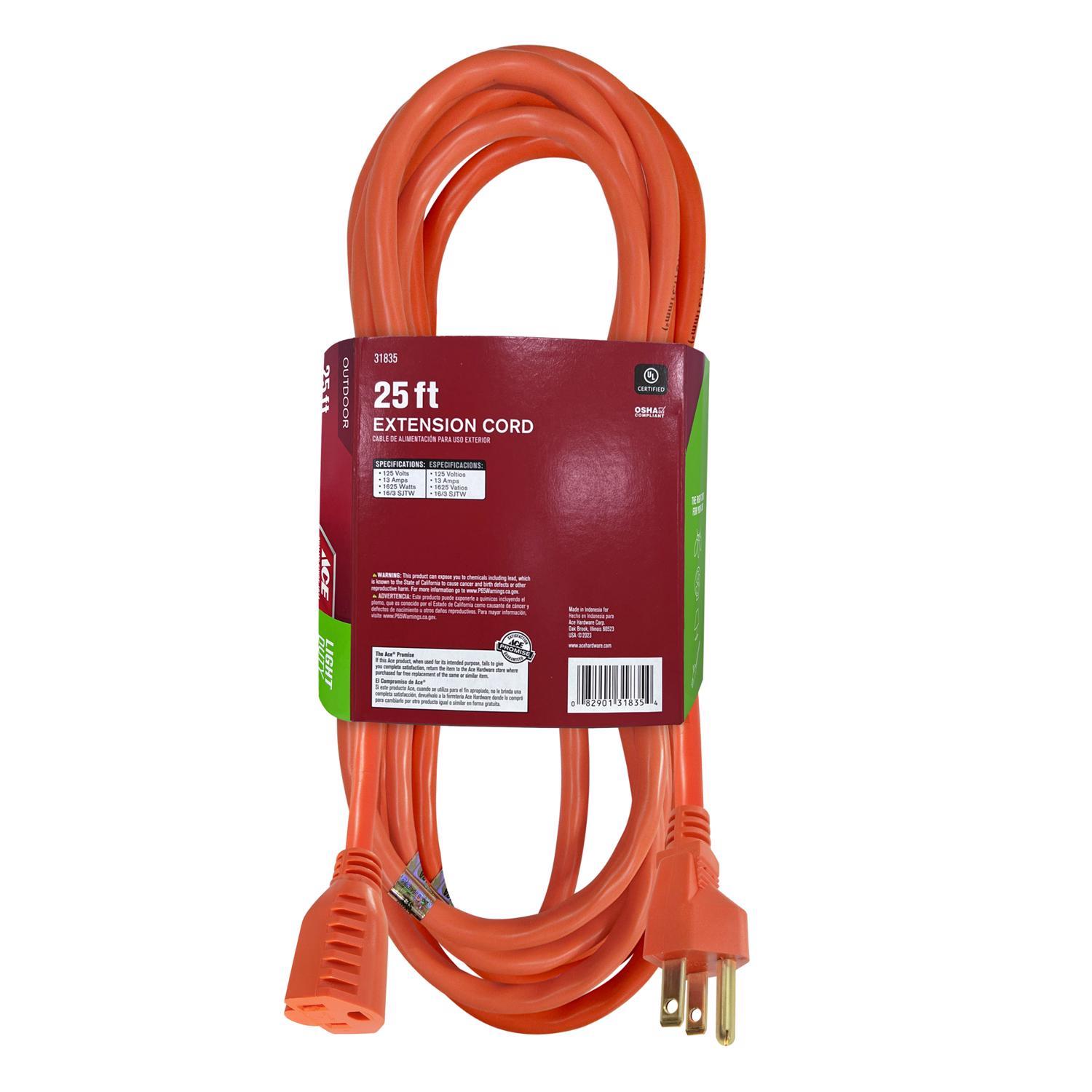 Ace Indoor or Outdoor 25 ft. L Orange Extension Cord 16/3 SJTW