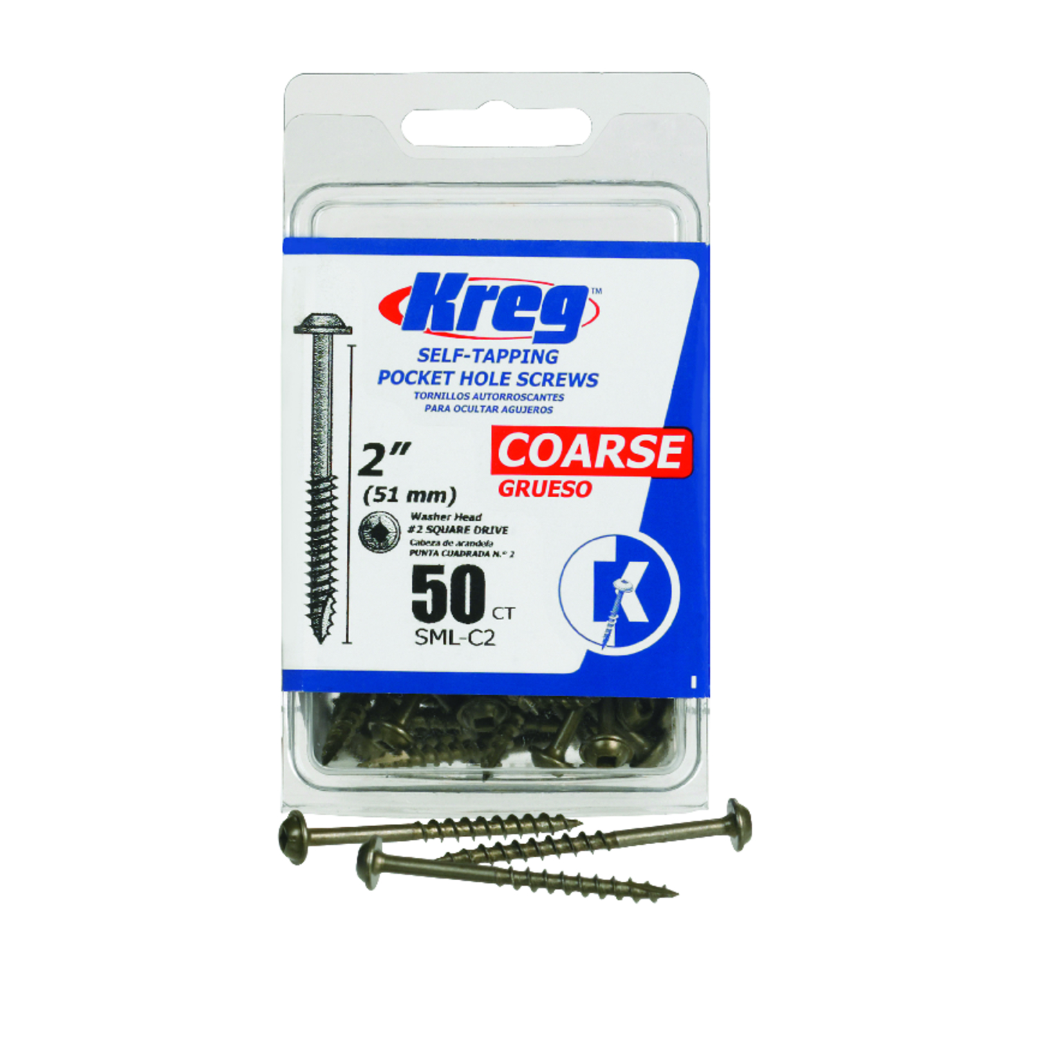 Kreg No. 8 X 2 in. L Square Zinc-Plated Pocket-Hole Screw 50 pk