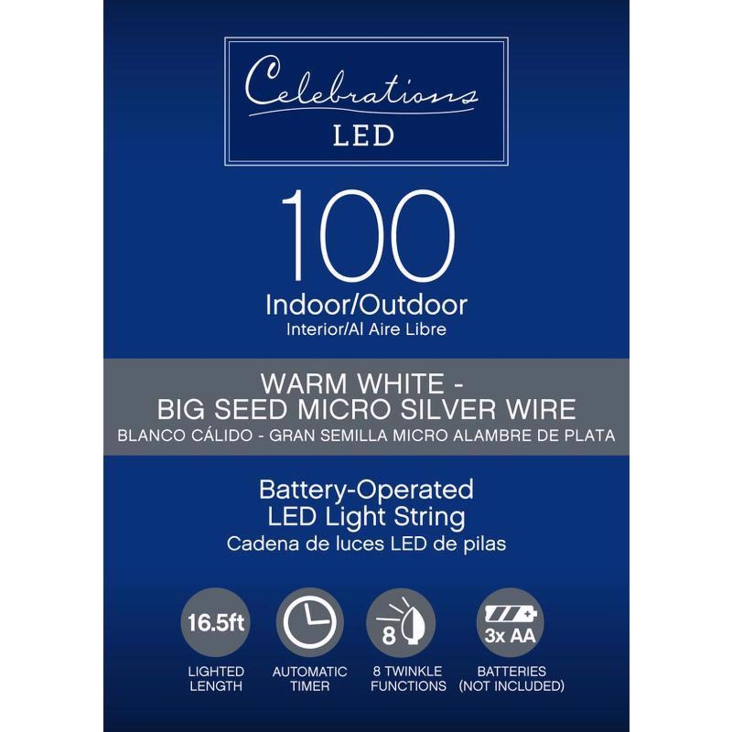 Celebrations LED Micro Dot/Fairy Clear/Warm White 100 ct String Christmas Lights 16.5 ft.