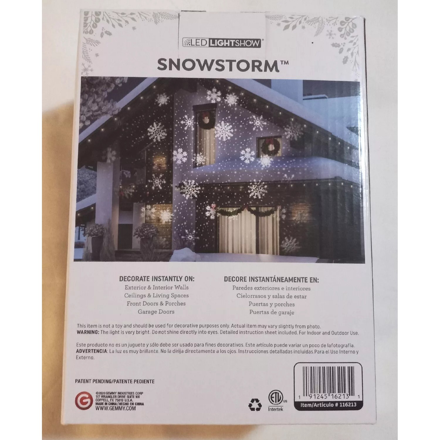 Gemmy Lightshow Snow Flakes LED Light Show Projector White 4 Lights Black