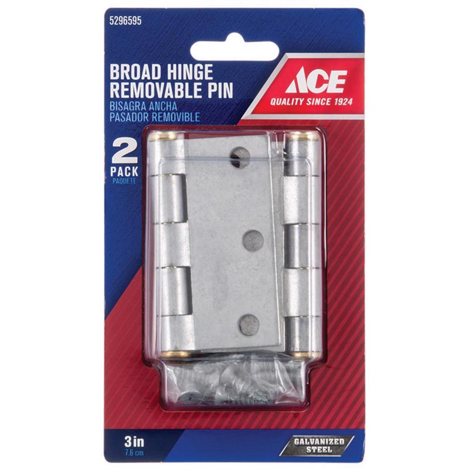 Ace 3 in. L Galvanized Broad Hinge 2 pk