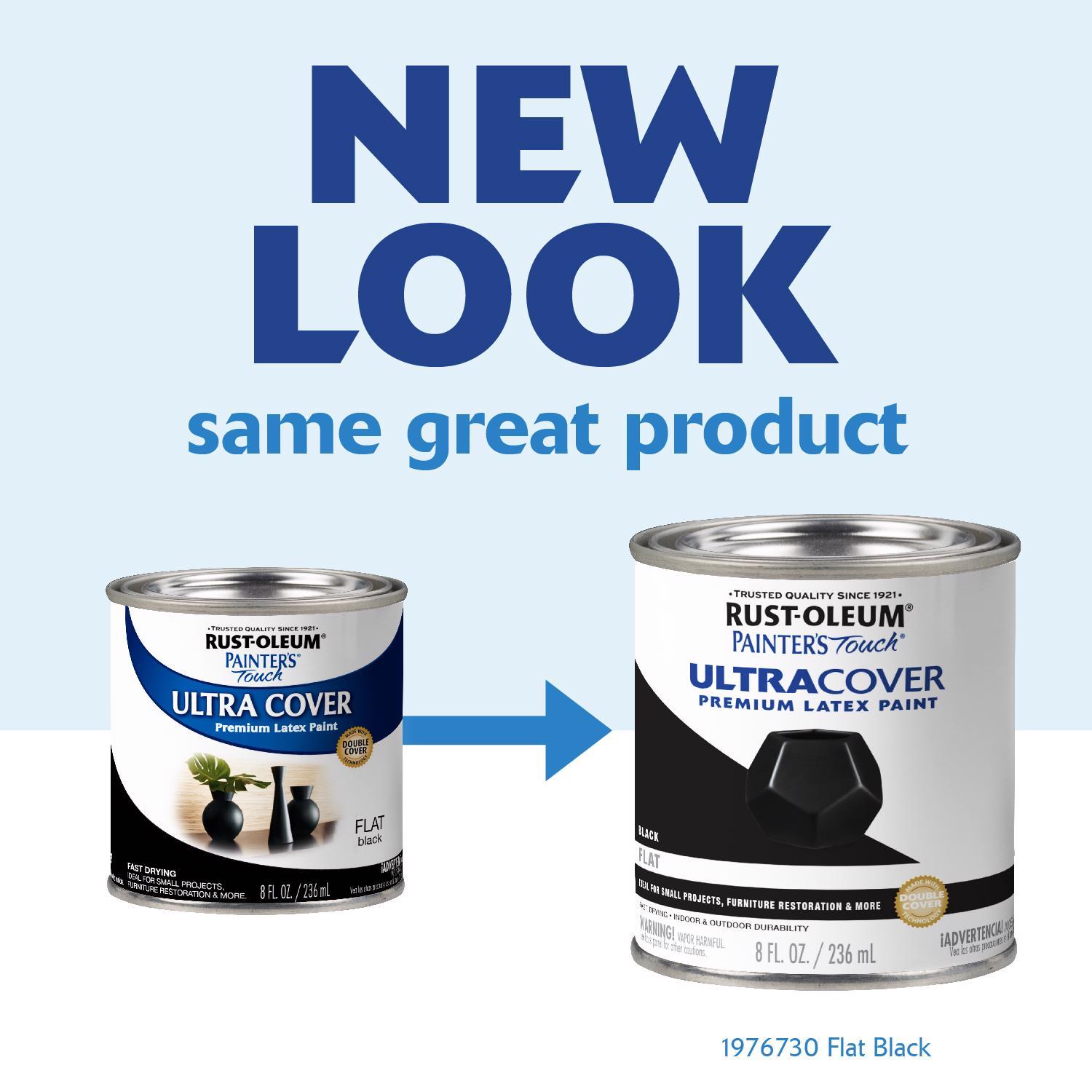Rust-Oleum Painters Touch Flat Black Water-Based Ultra Cover Paint Exterior and Interior 0.5 pt