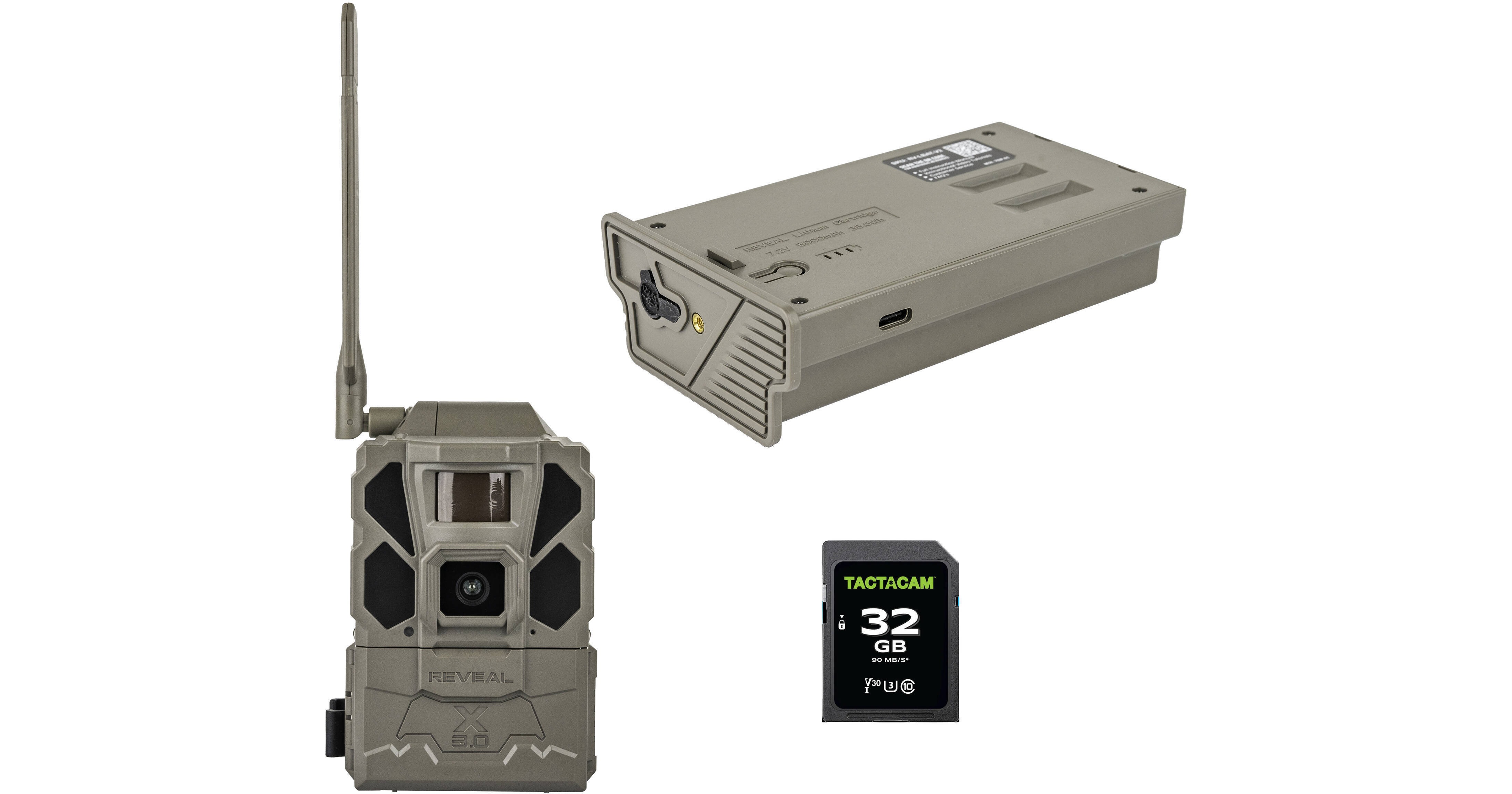 Tactacam Reveal X 3.0 Cellular Trail Camera with Battery Pack & SD Card Bundle
