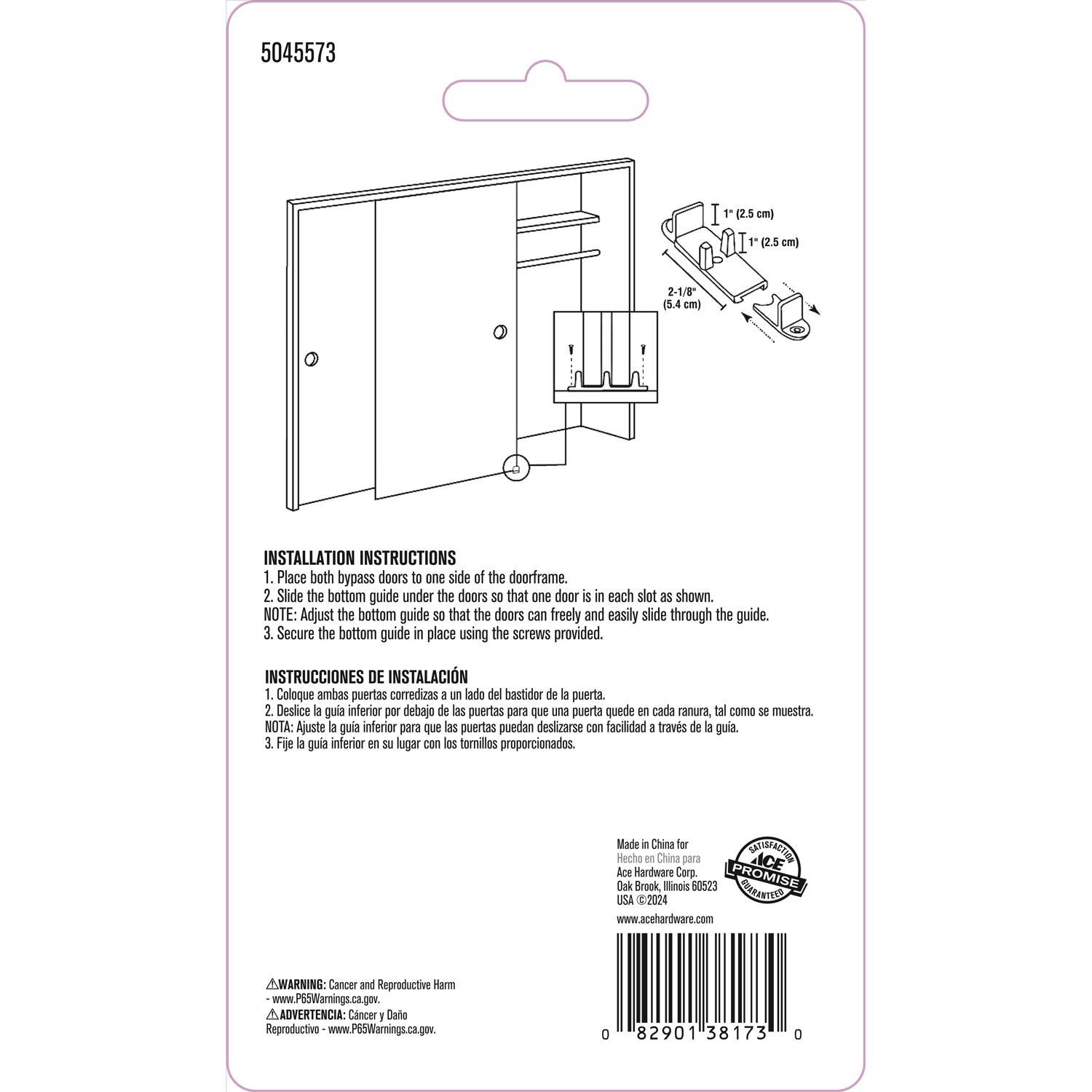 Ace Matte White Nylon Door Guide 2 pc