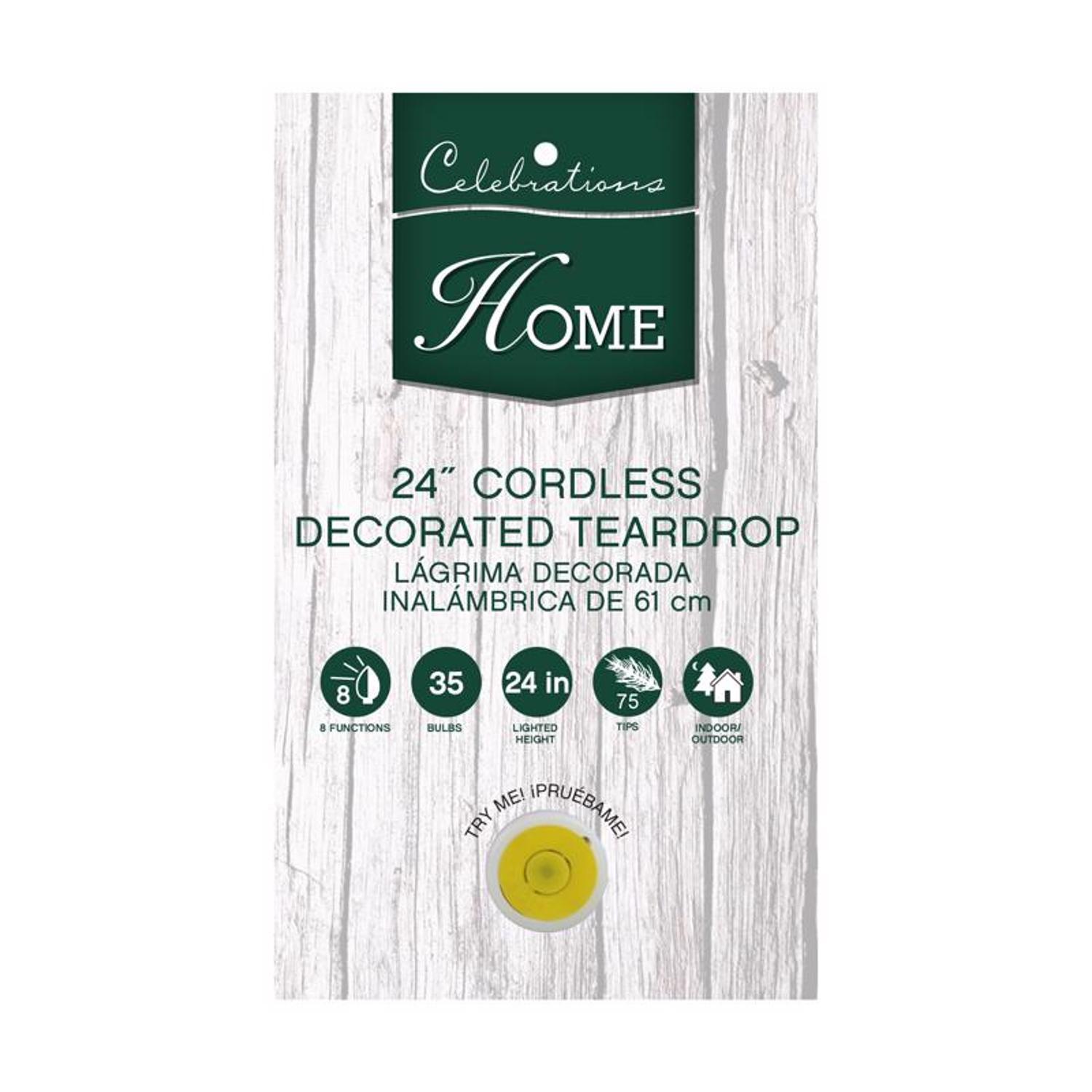 Celebrations 2 ft. L LED Prelit Multicolored Decorated Teardrop Wreath