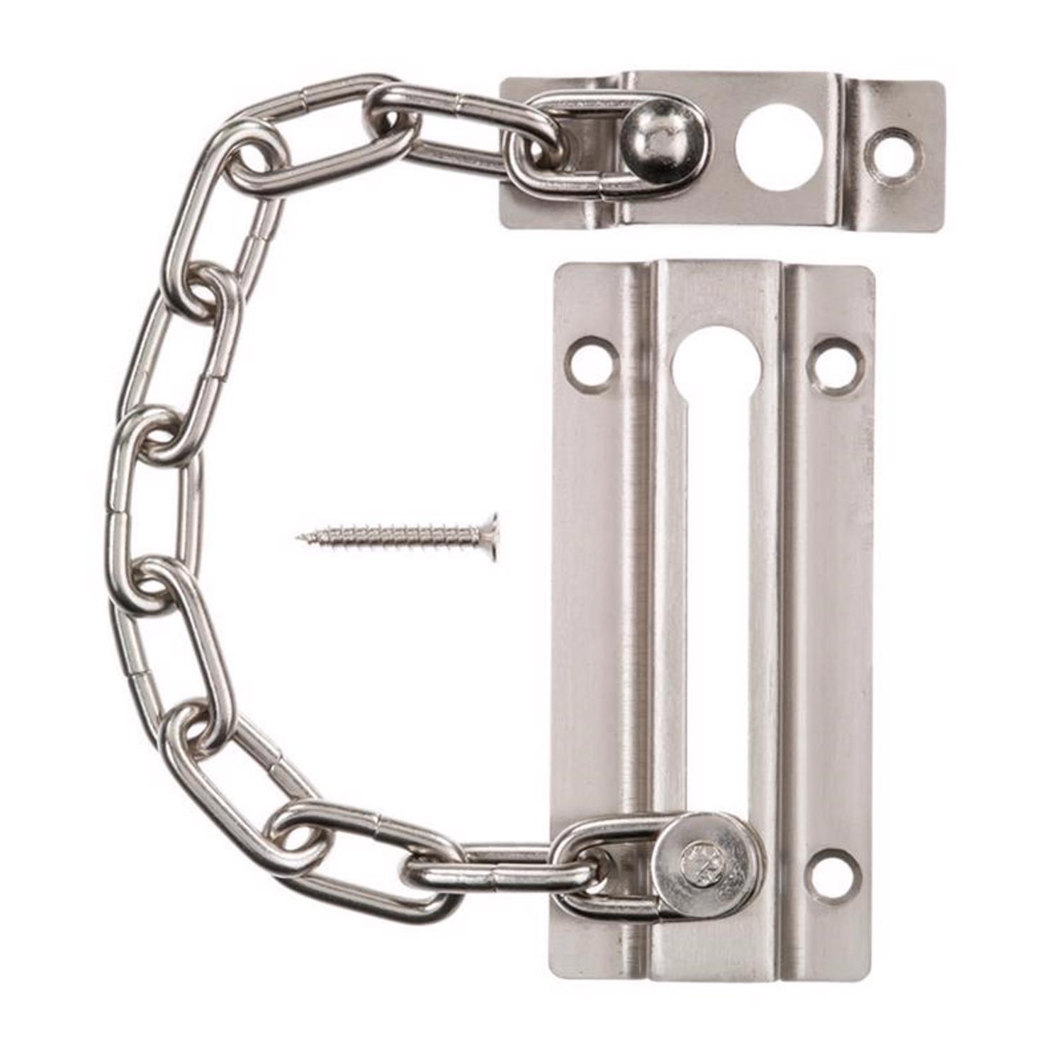 Ace 3.38 in. L Satin Nickel Steel Chain Door Guard