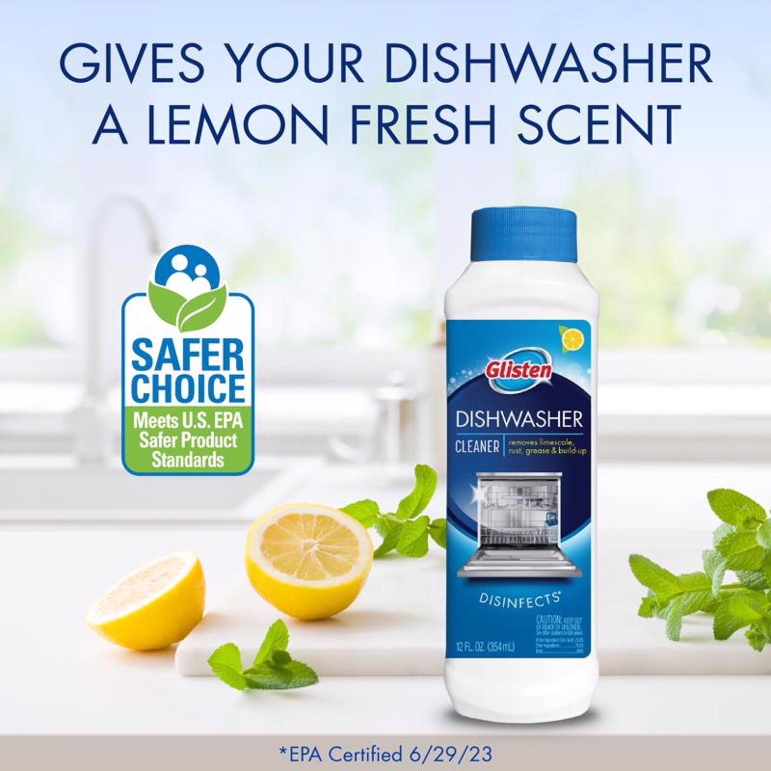Glisten Dishwasher Lemon Scent Cleaner and Disinfectant 12 oz pk