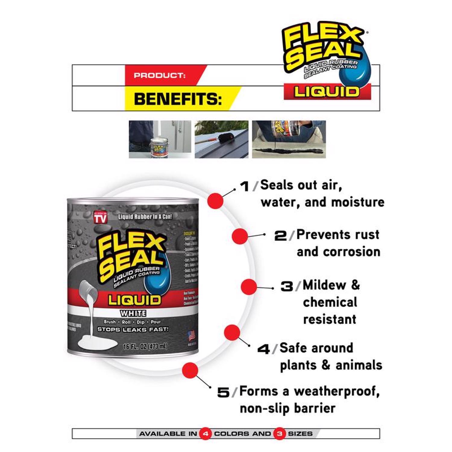Flex Seal Family of Products Flex Seal Clear Liquid Rubber Sealant Coating 16 oz