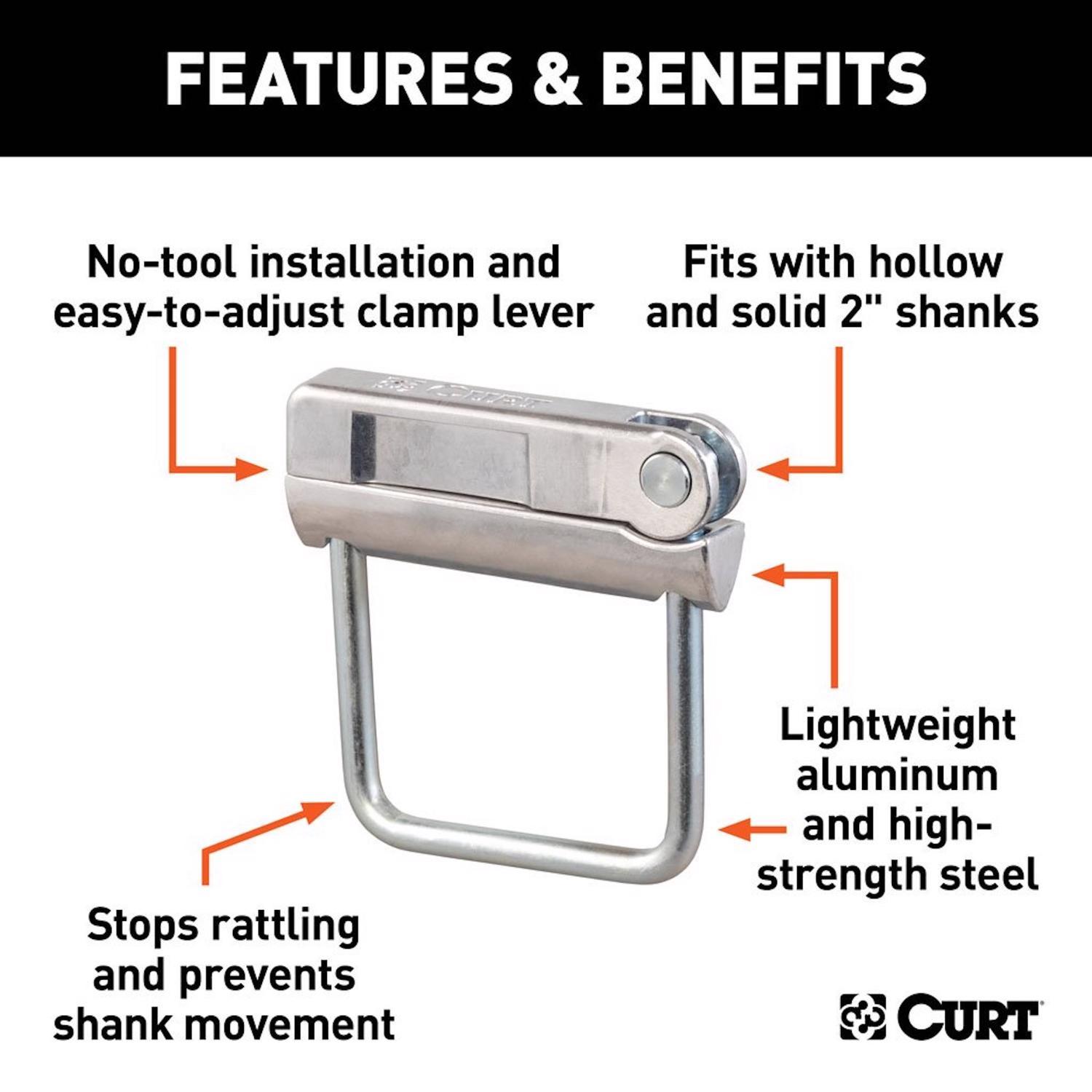 CURT 4.8"H x 0.80"W x 4.5"L Anti-Rattle Hitch Clamp