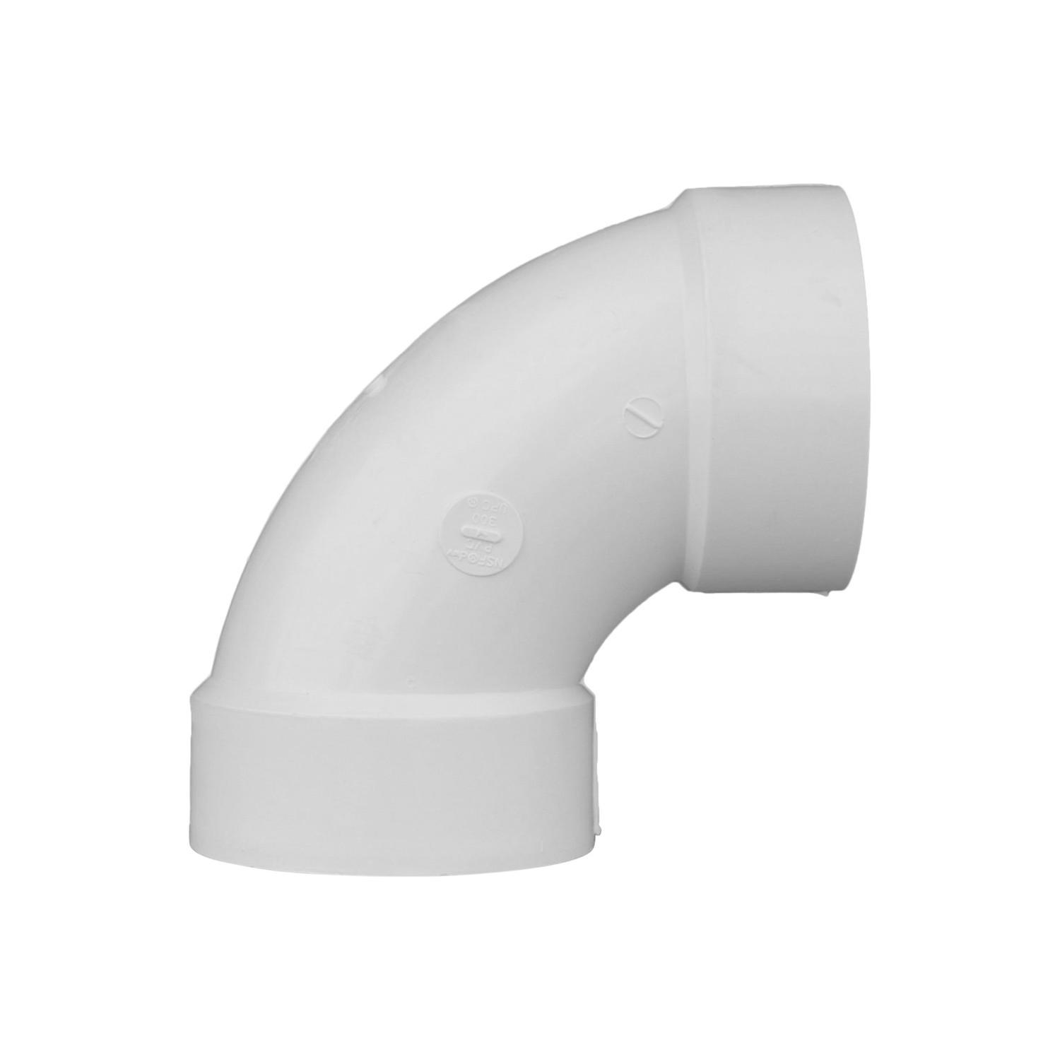 Charlotte Pipe Schedule 40 4 in. Hub X 4 in. D Hub PVC 90 Degree Elbow 1 pk