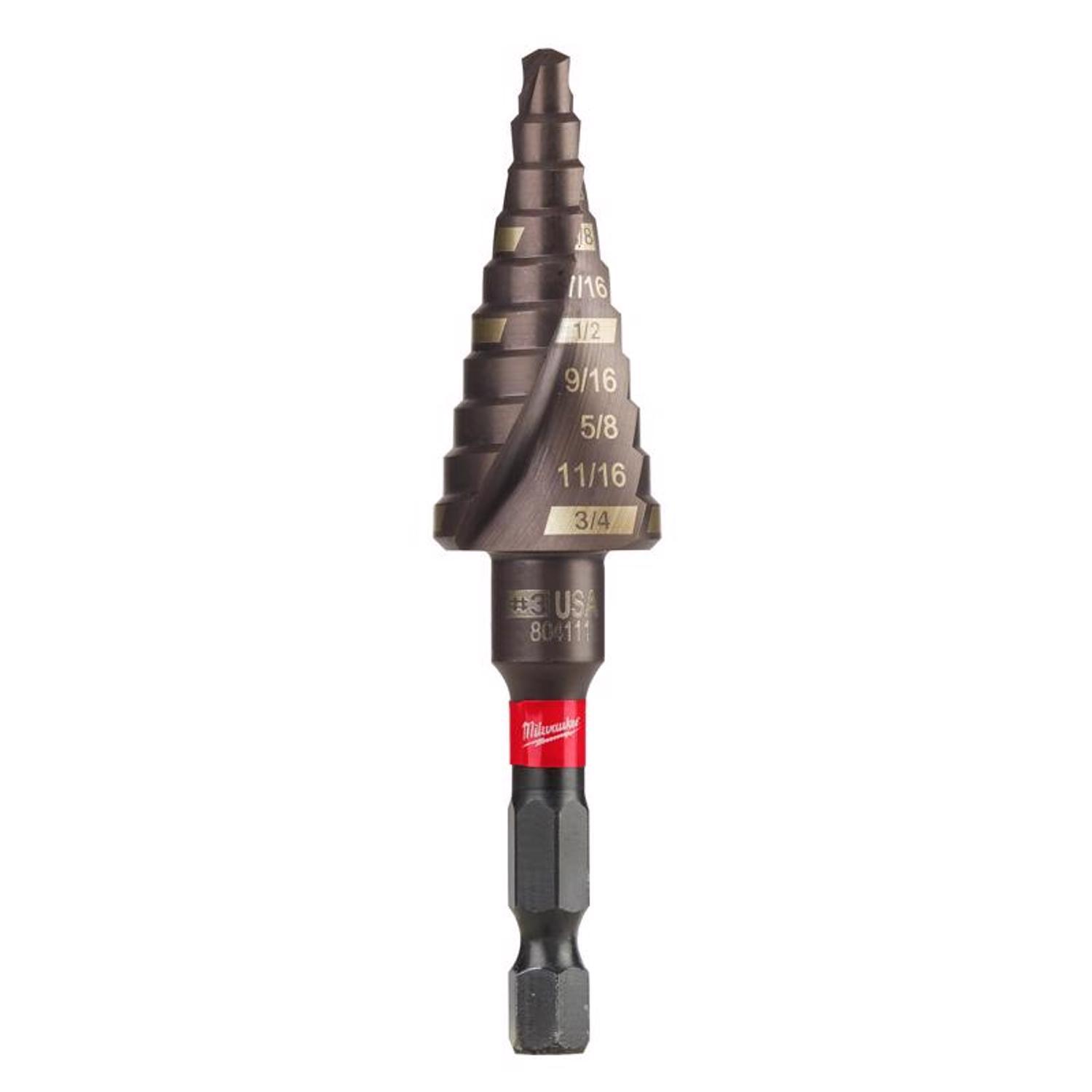 Milwaukee Shockwave 3/16 - 3/4 in. X 3.283 in. L High Speed Steel Impact Step Drill Bit Quick-Change