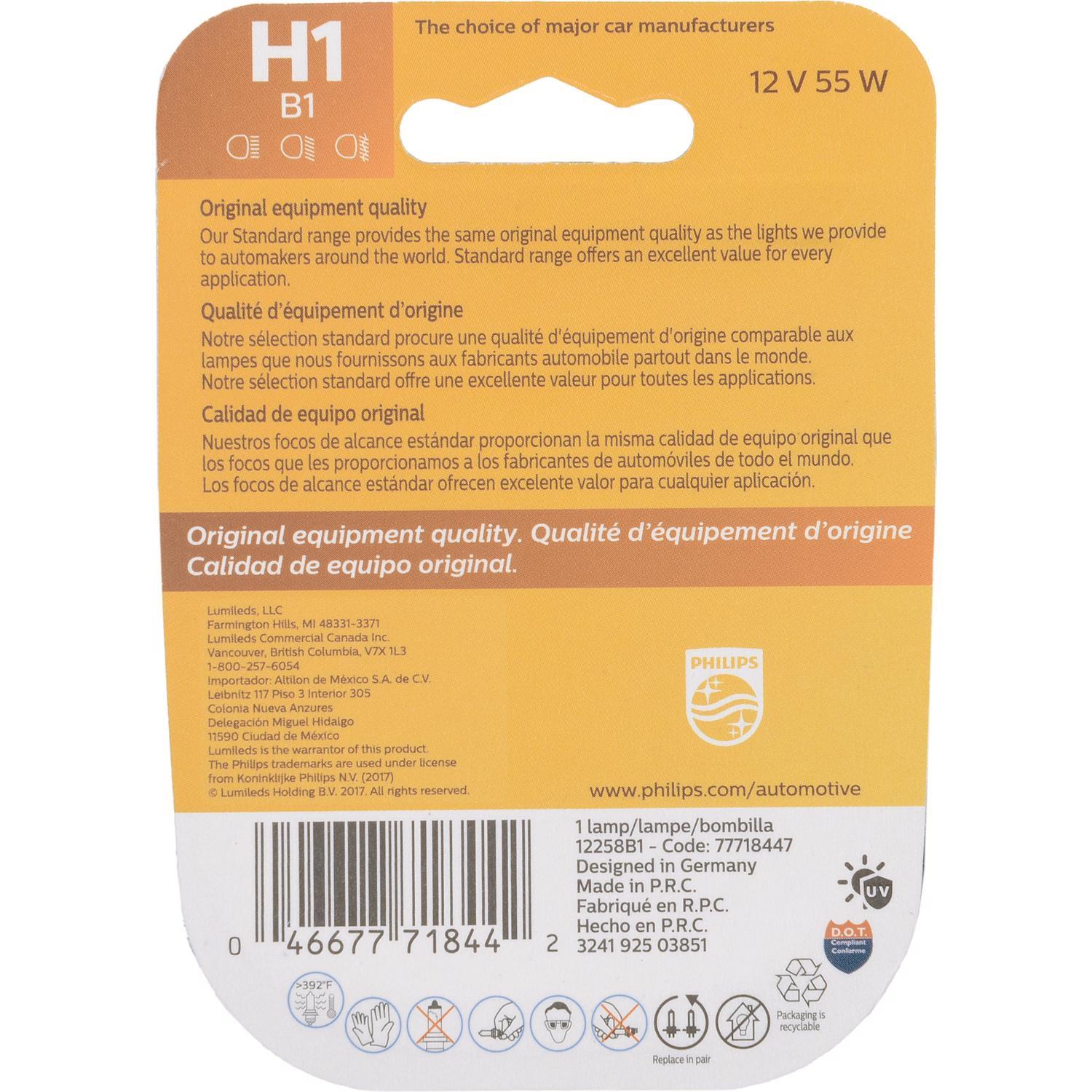 Philips Standard Halogen High Beam Automotive Bulb H1B1