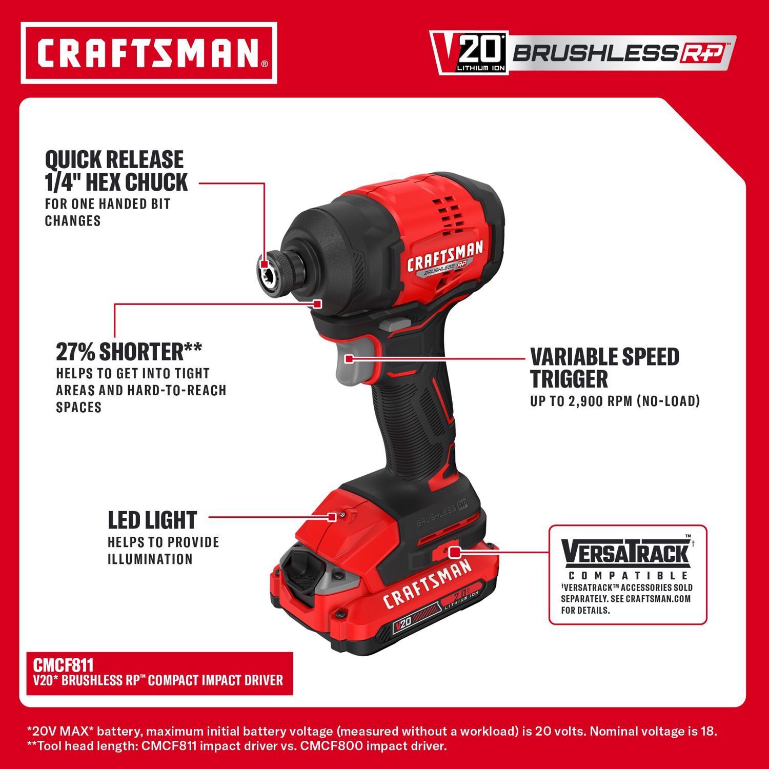 CRAFTSMAN V20 BRUSHLESS RP Cordless Brushless 2 Tool Drill and Impact Driver Kit