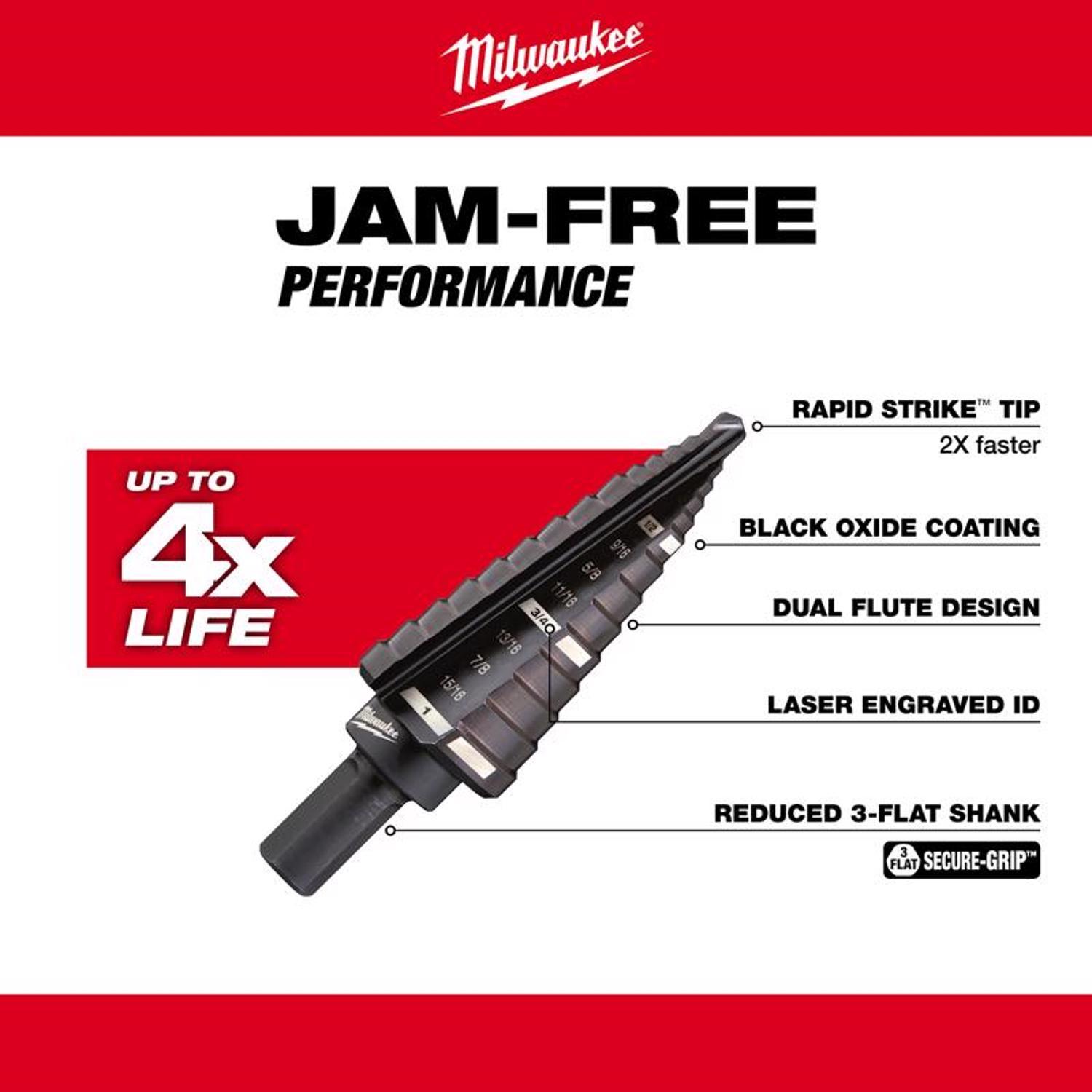 Milwaukee #8 X 6 in. L Step Drill Bit 3-Flat Shank 1 pc