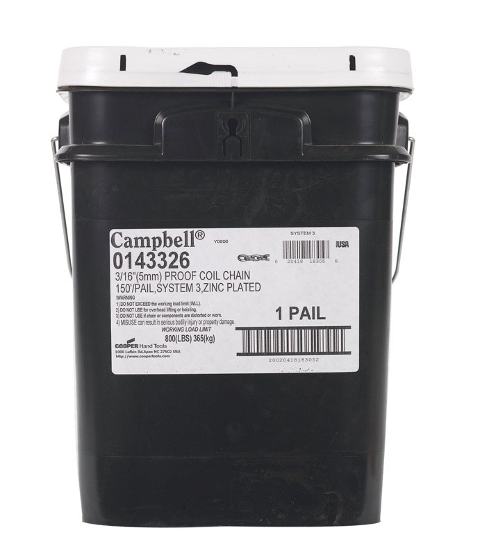 Campbell Chain Oval Link Proof Coil Chain 150 ft. L x 3/16 in. Dia. Silver Carbon Steel
