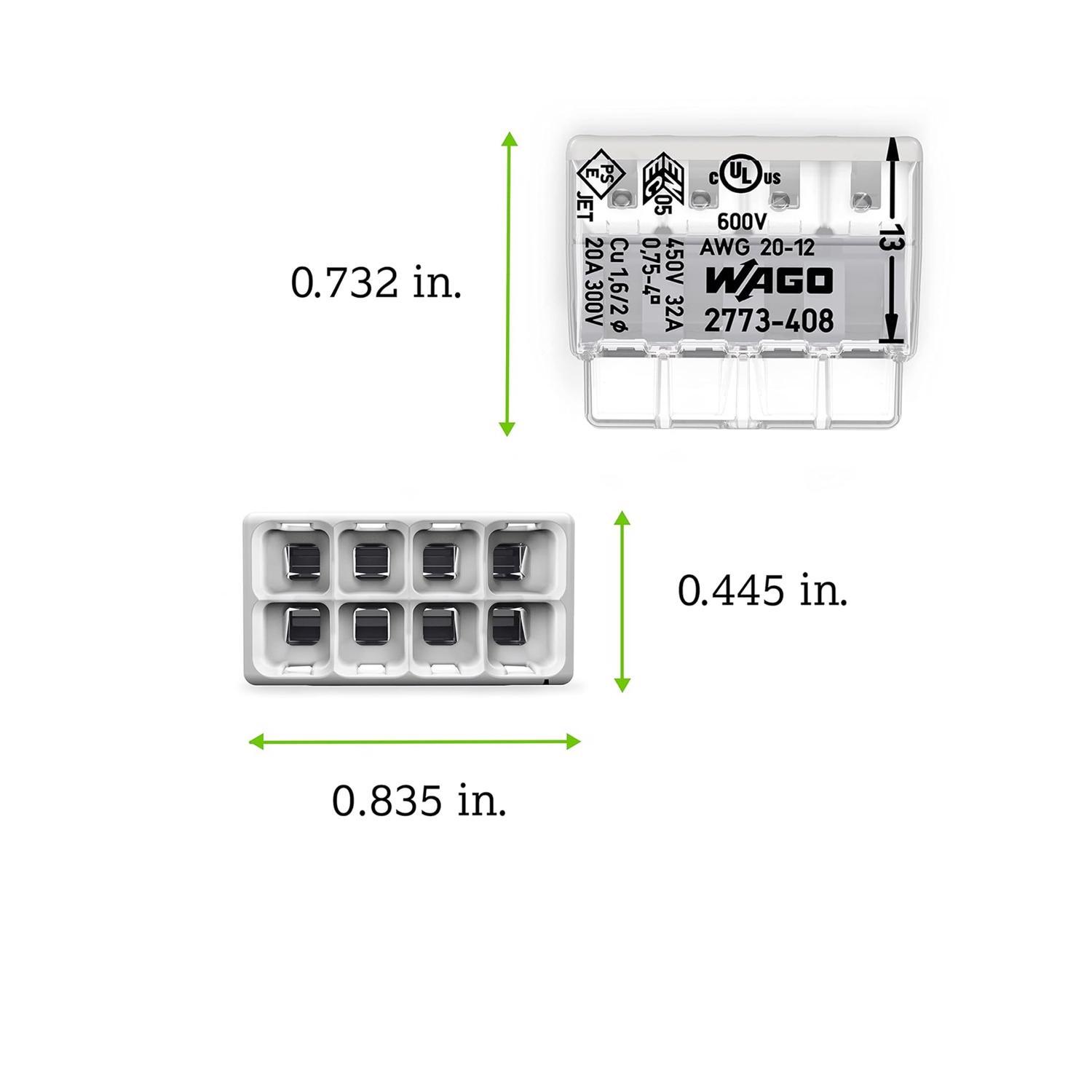 Wago 8 Port Push-In Wire Connector 5 pk