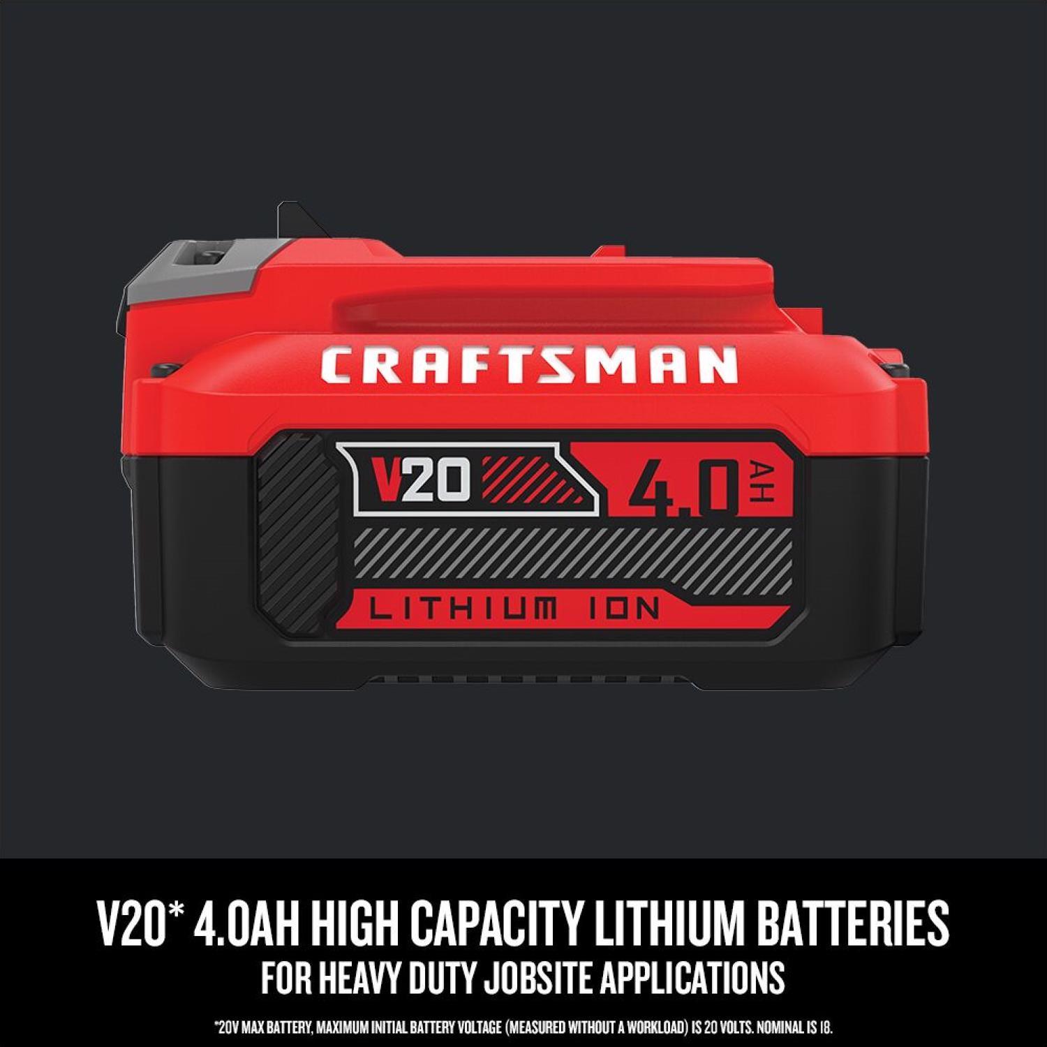 CRAFTSMAN V20 CMCB204-2CK 4 Ah Lithium-Ion Two Battery and Charger 3 pc