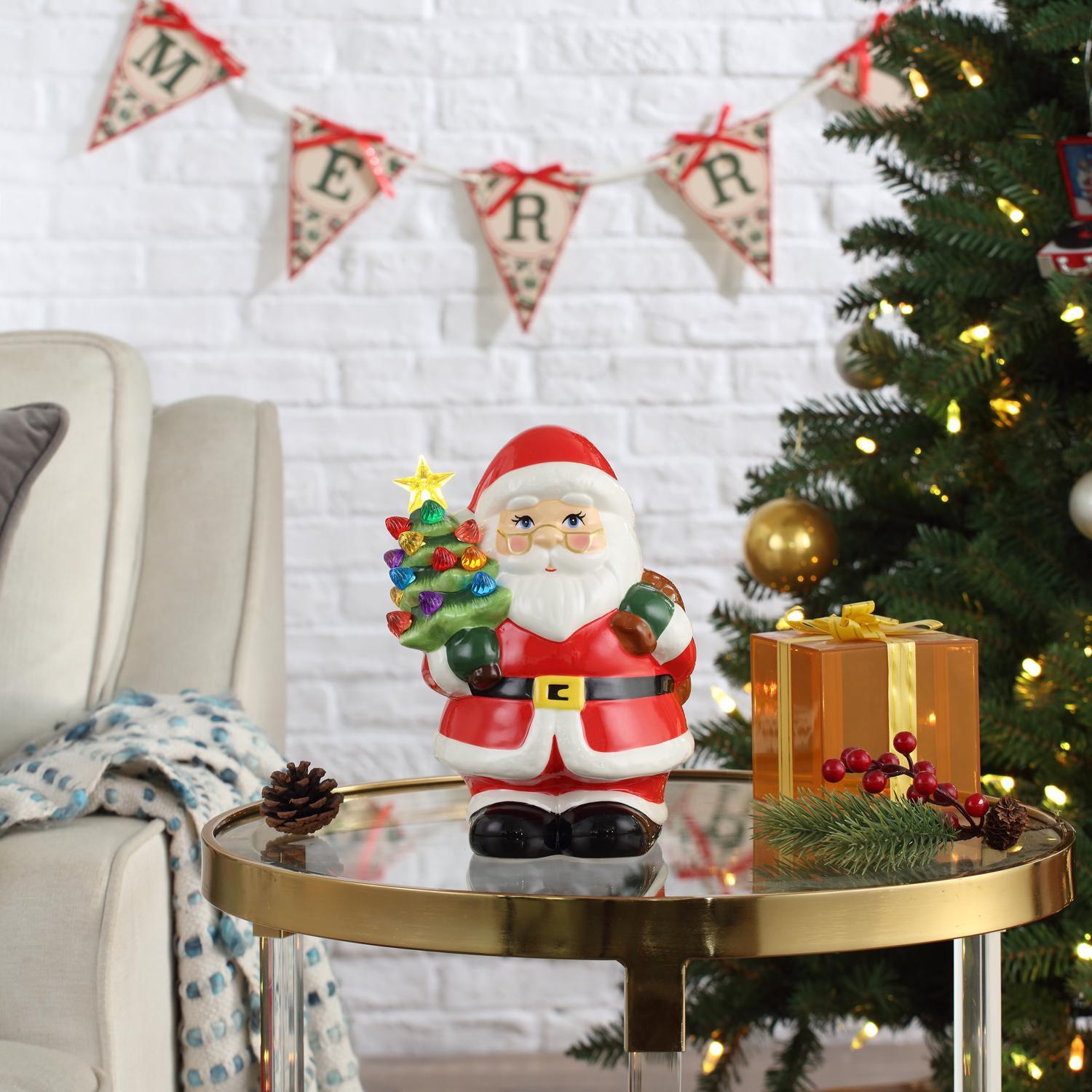 Mr. Christmas LED Ceramic Santa Claus with Tree Table Decor 9.25 in.