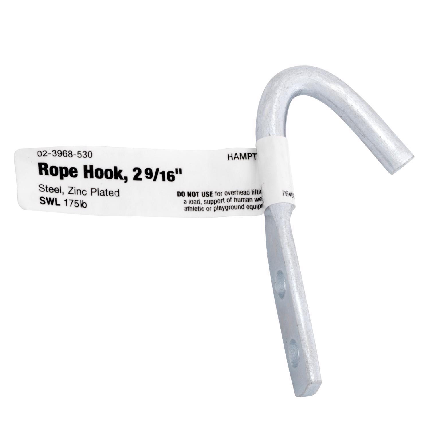 Hampton Small Zinc-Plated Silver Steel 2.5625 in. L Rope Binding Hook 175 lb 1 pk
