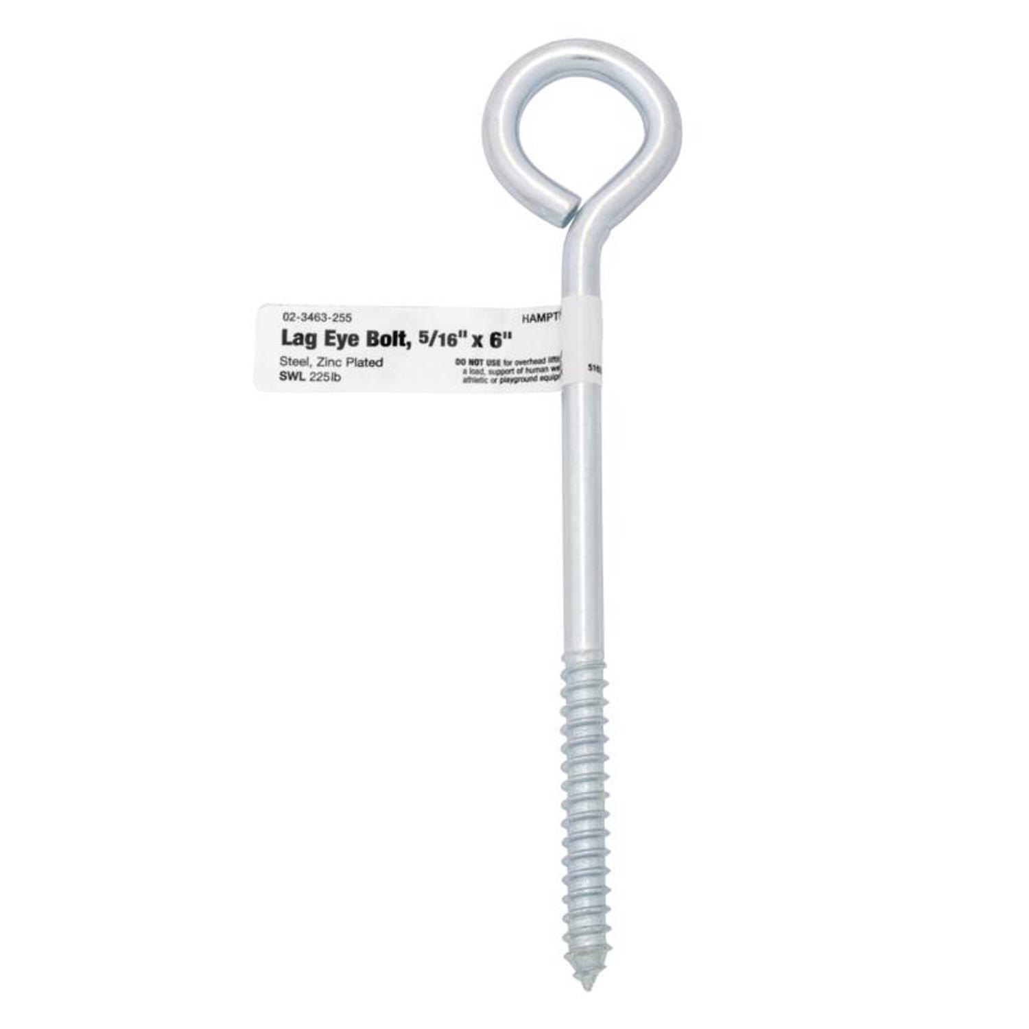 Hampton 5/16 in. X 6 in. L Zinc-Plated Steel Lag Thread Eyebolt