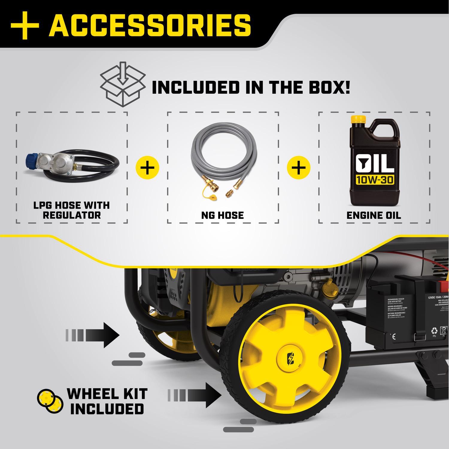 Champion Tri Fuel 6500 W 120/240 V Gas/NG/LP Portable Portable Generator 6500 W