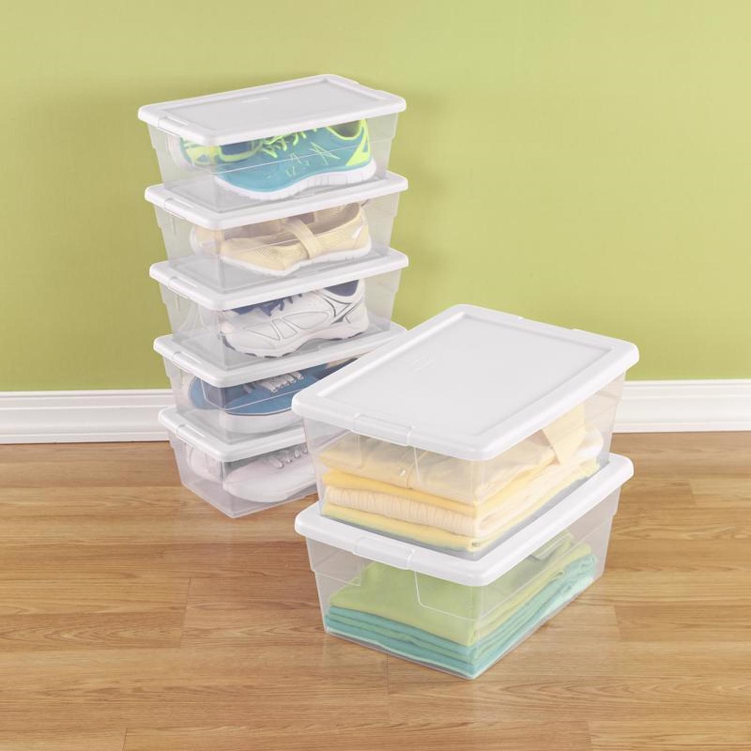 Sterilite 6 qt Clear Storage Box 4.875 in. H X 8.25 in. W X 13.625 in. D Stackable