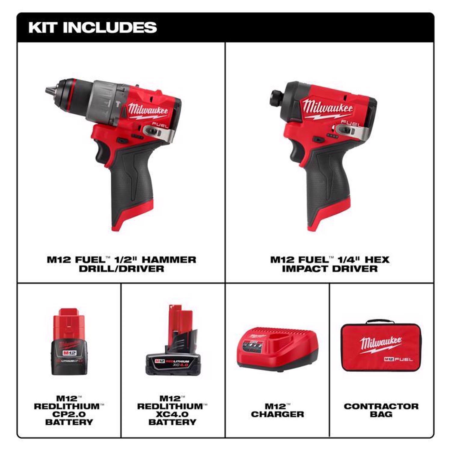 Milwaukee M12 FUEL Cordless Brushless 2 Tool Combo Kit