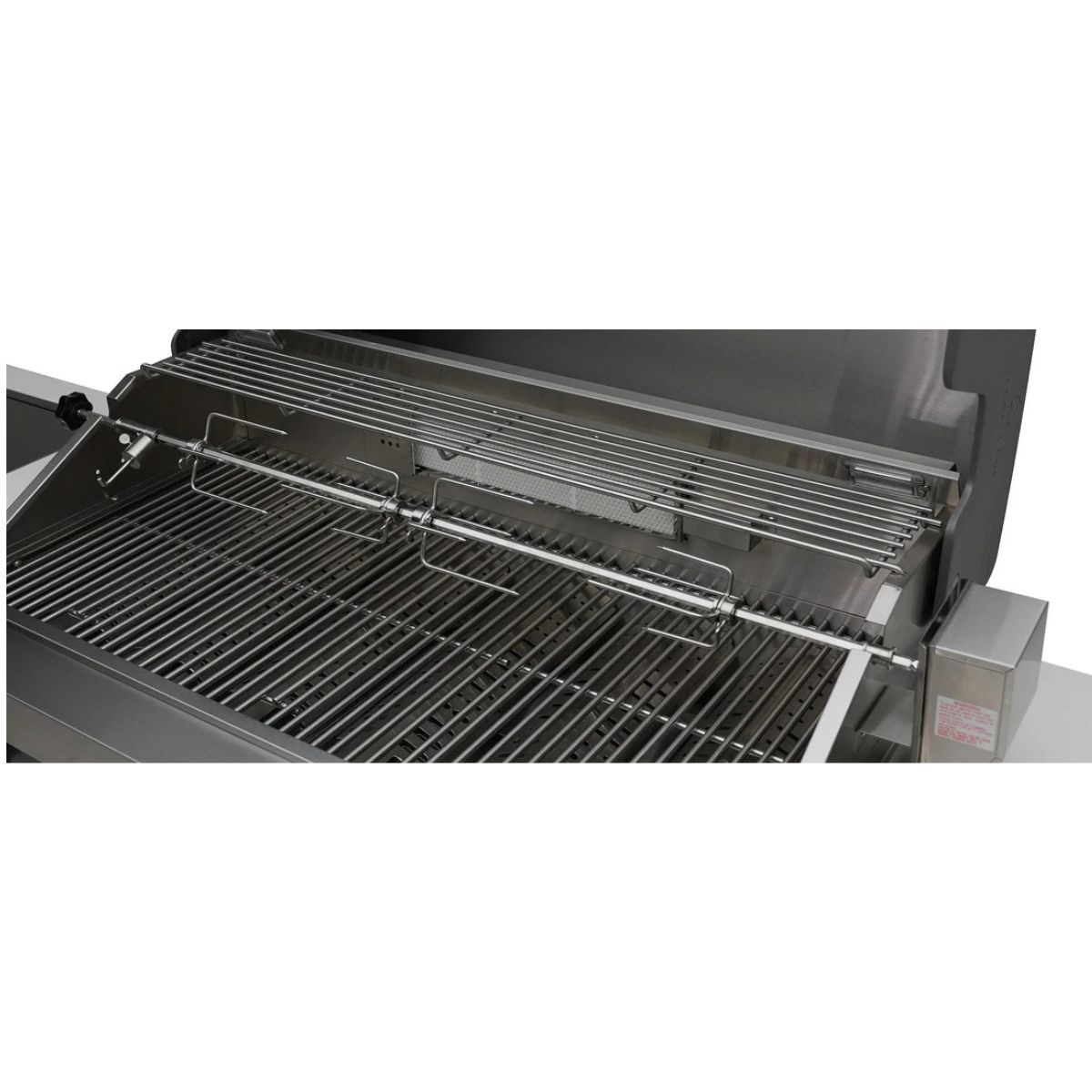 Mont Alpi 400 Artwood Island with Black Stainless Steel Grill and Fridge / 4-Burners, Infrared Rear Burner, Rotisserie Kit