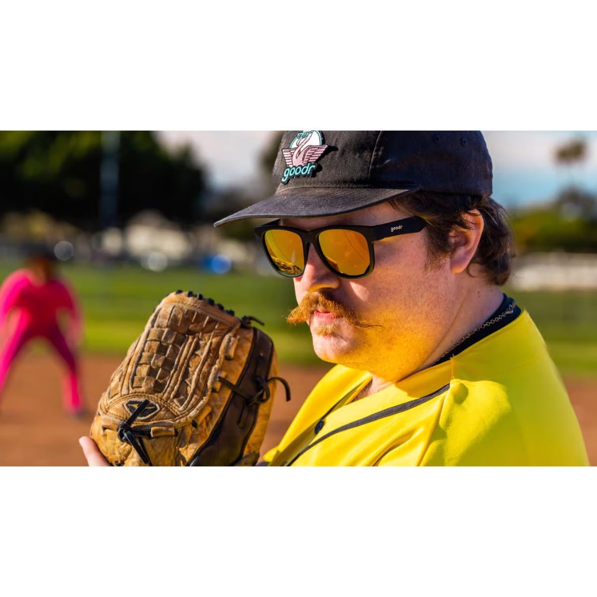goodr BFG - Beelzebub's Bourbon Burpees Sunglasses Unisex Black Frame Yellow Lens Polarized
