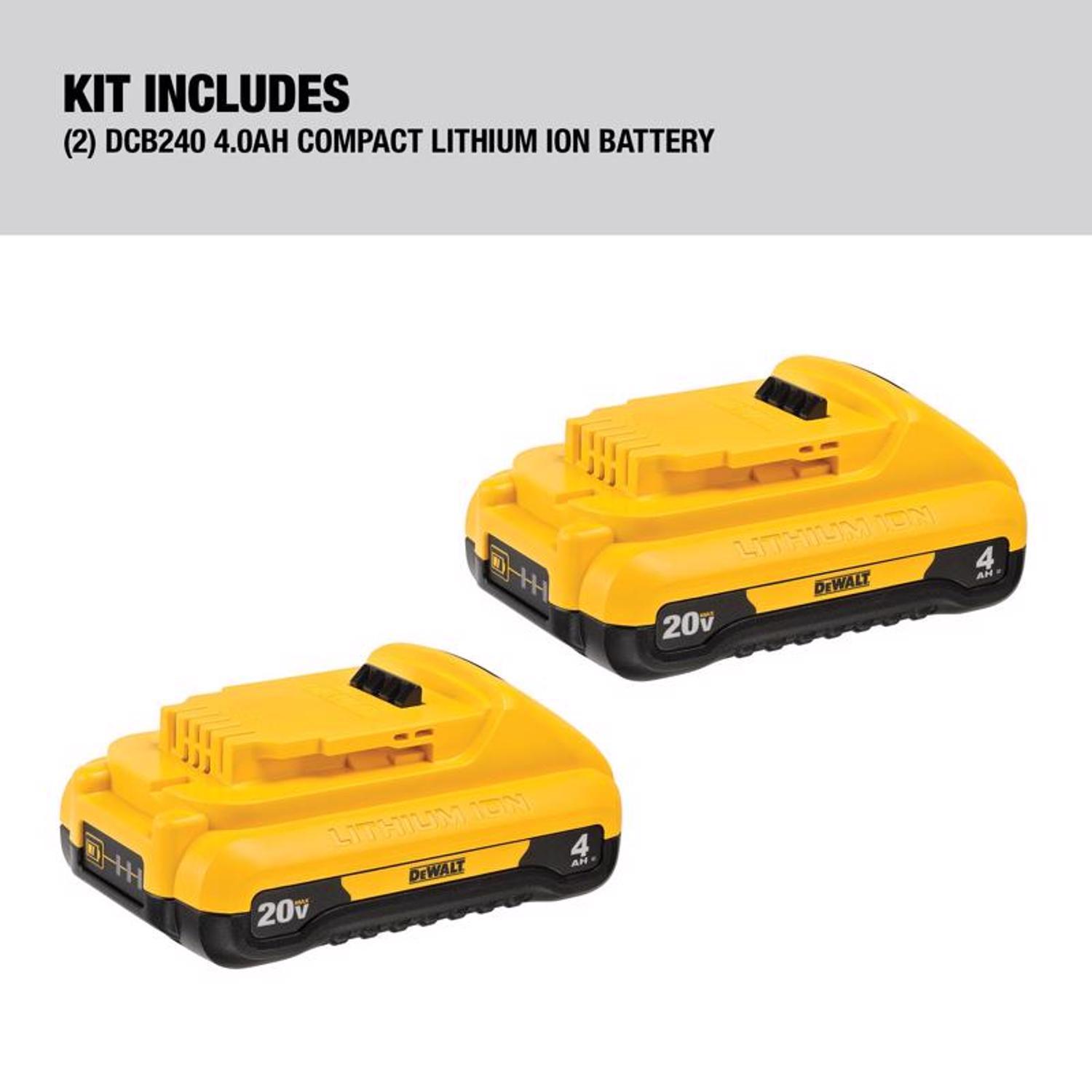 DeWalt 20V MAX DCB240-2 4 Ah Lithium-Ion Compact Battery 2 pc