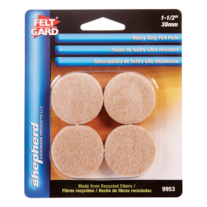 Ace Felt Round Self Adhesive Pad Brown 1-1/2 in. W 8 pk