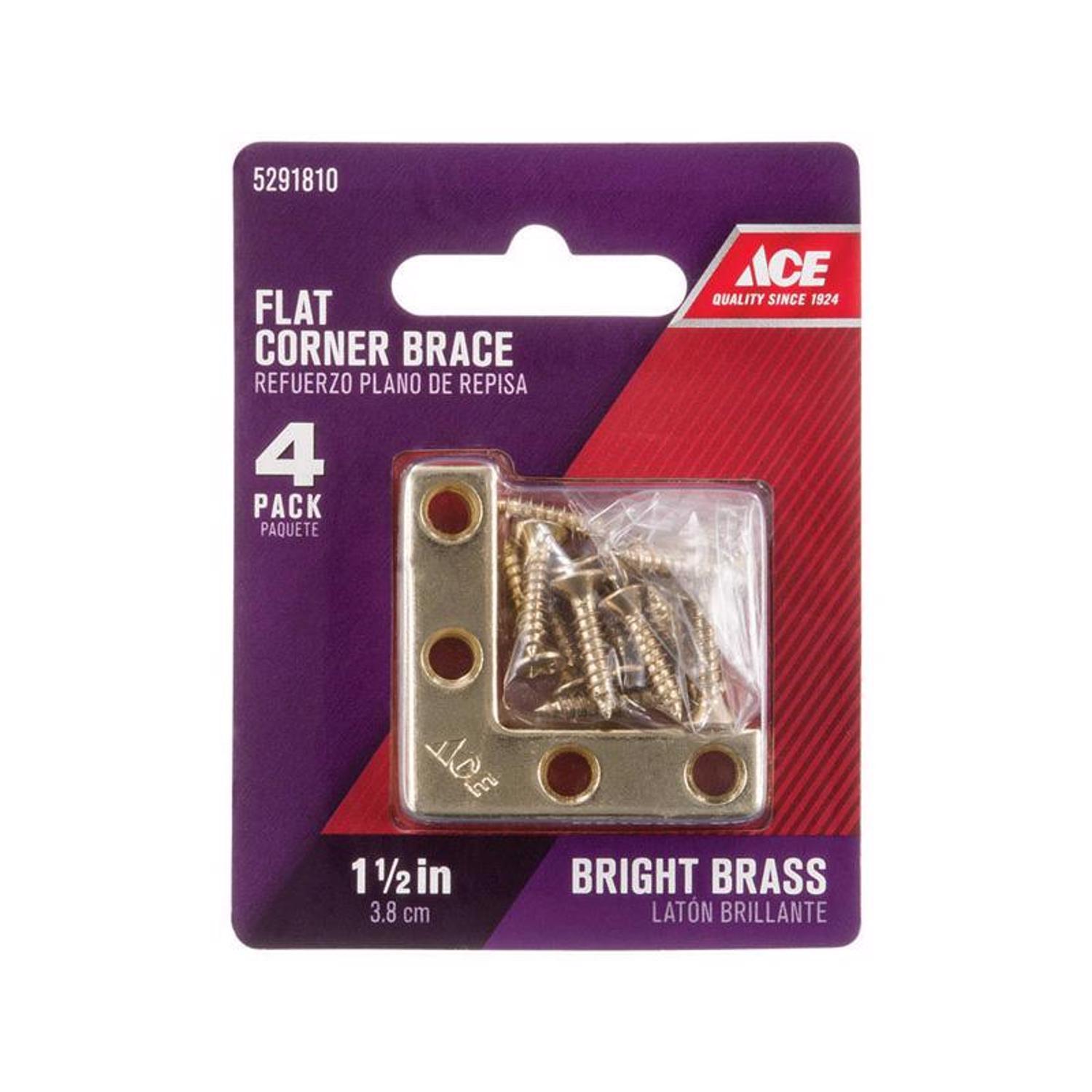 Ace 1-1/2 in. H X 2.750 in. W X 1-1/2 in. D Brass Flat Corner Brace