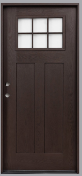 Door Unit 3' RH Fiberglass 6lite/1 panel Dark Walnut