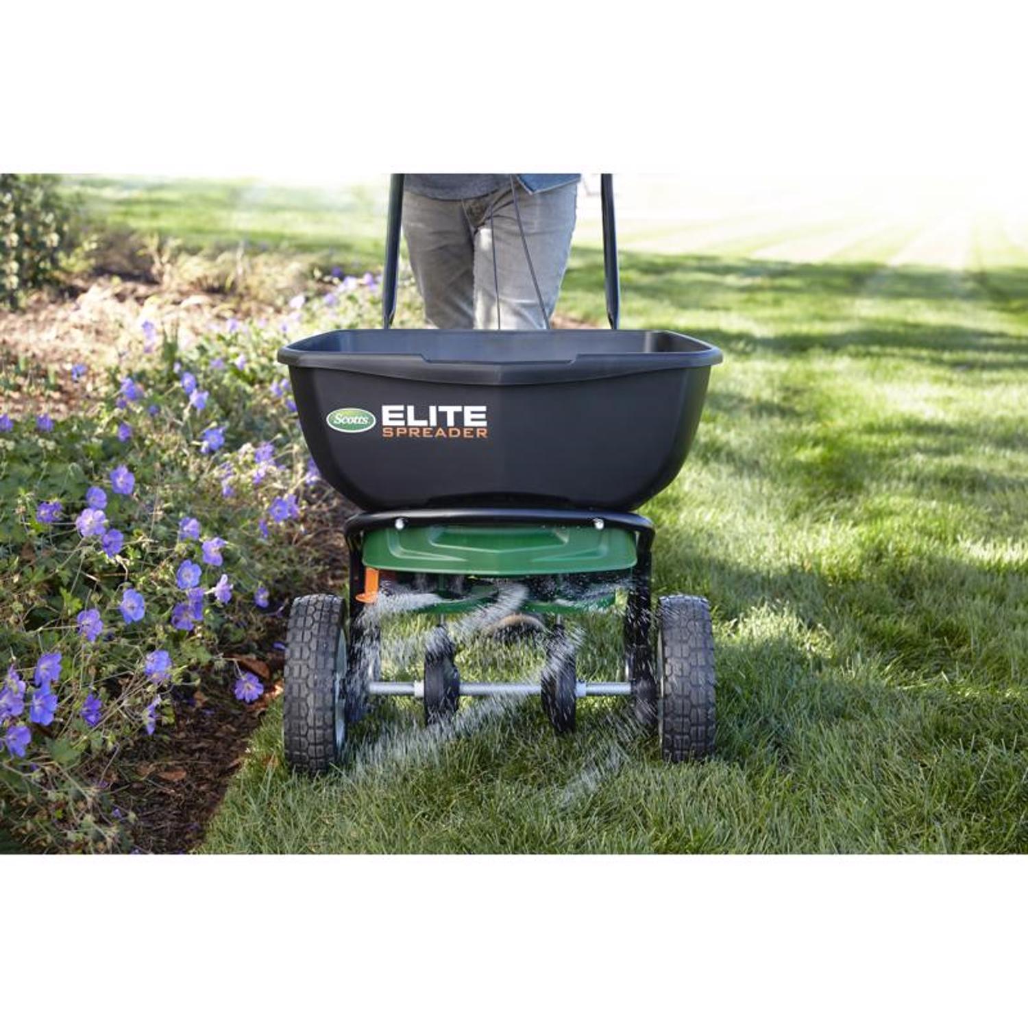 Scotts Elite 72 in. W Broadcast Push Spreader For Fertilizer/Ice Melt/Seed 30 lb