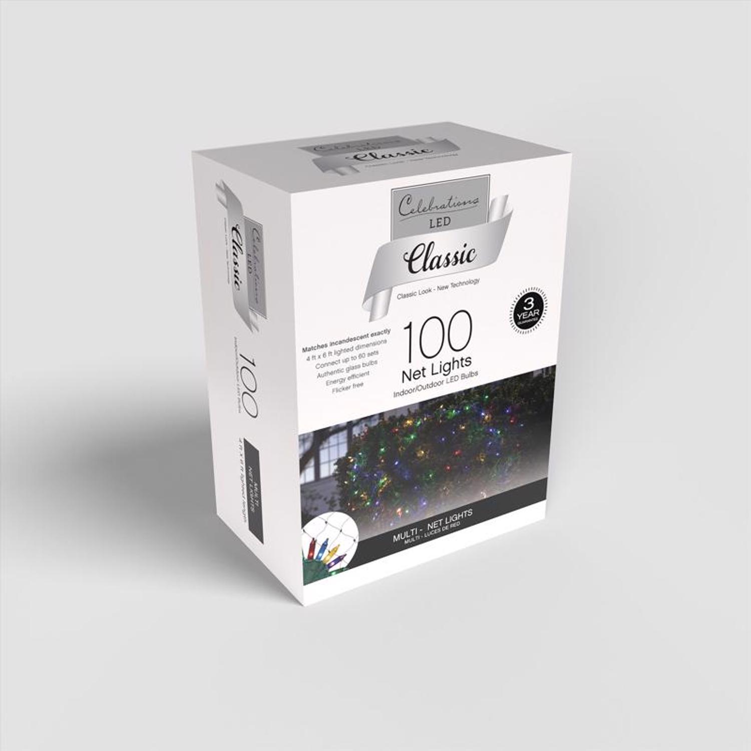 Celebrations Classic LED T5 Multicolored 100 ct Net Christmas Lights 4 ft.