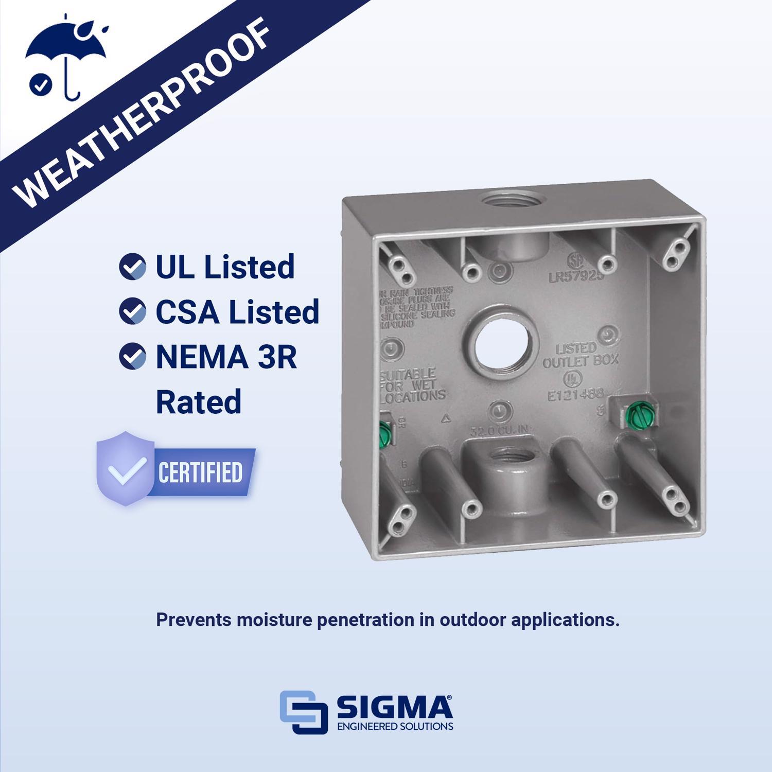 Sigma Engineered Solutions New Work 31 cu in Square Die-Cast Metal 2 gang Weatherproof Box Gray
